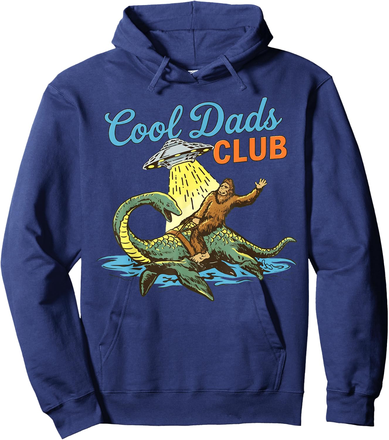 Cool Dads Club Bigfoot UFO Retro Dad Humor Art Hoodie - Hoodie | Navy