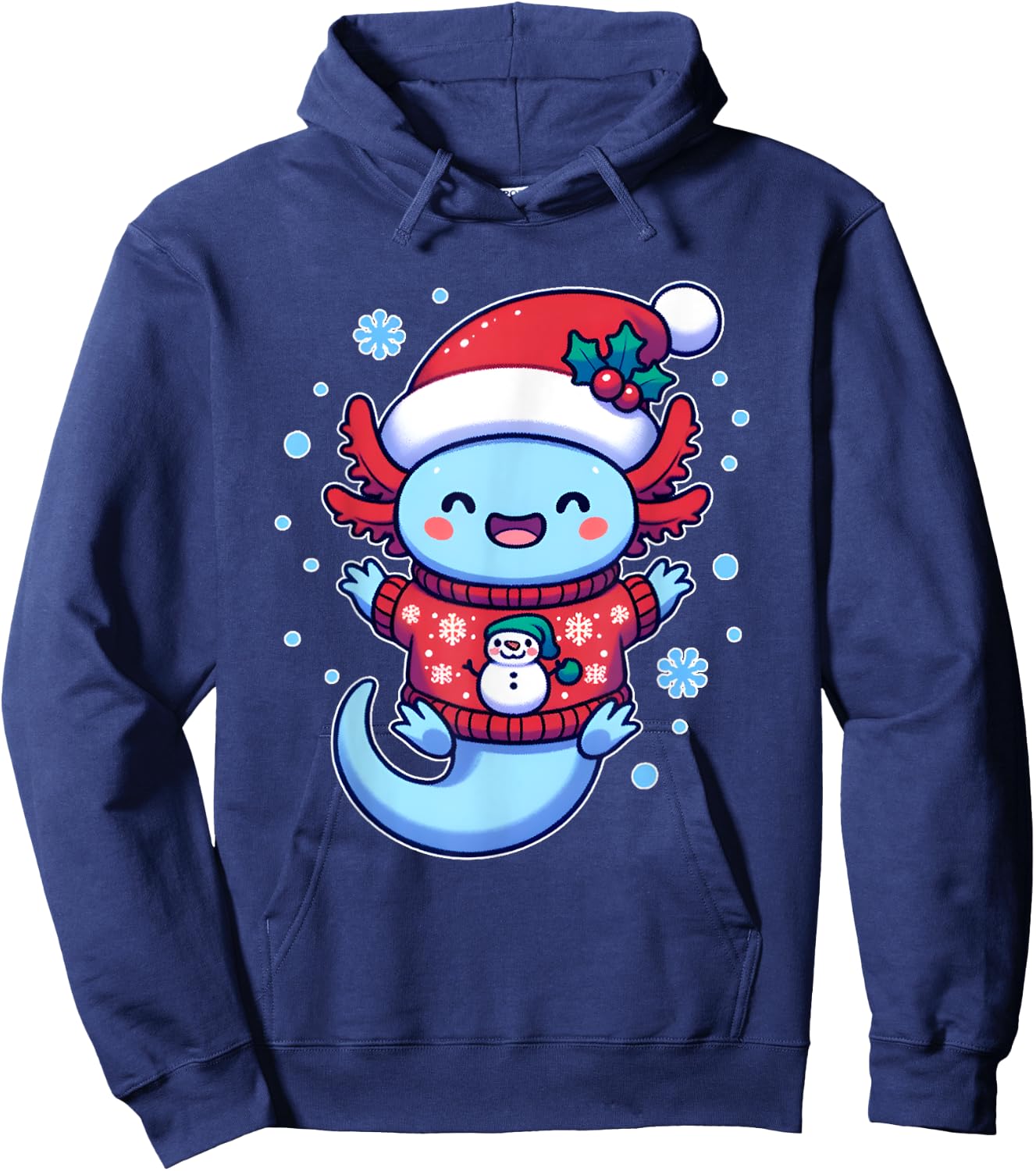 Santa axolotl Funny cute xmas funny christmas Hoodie - Hoodie | Navy