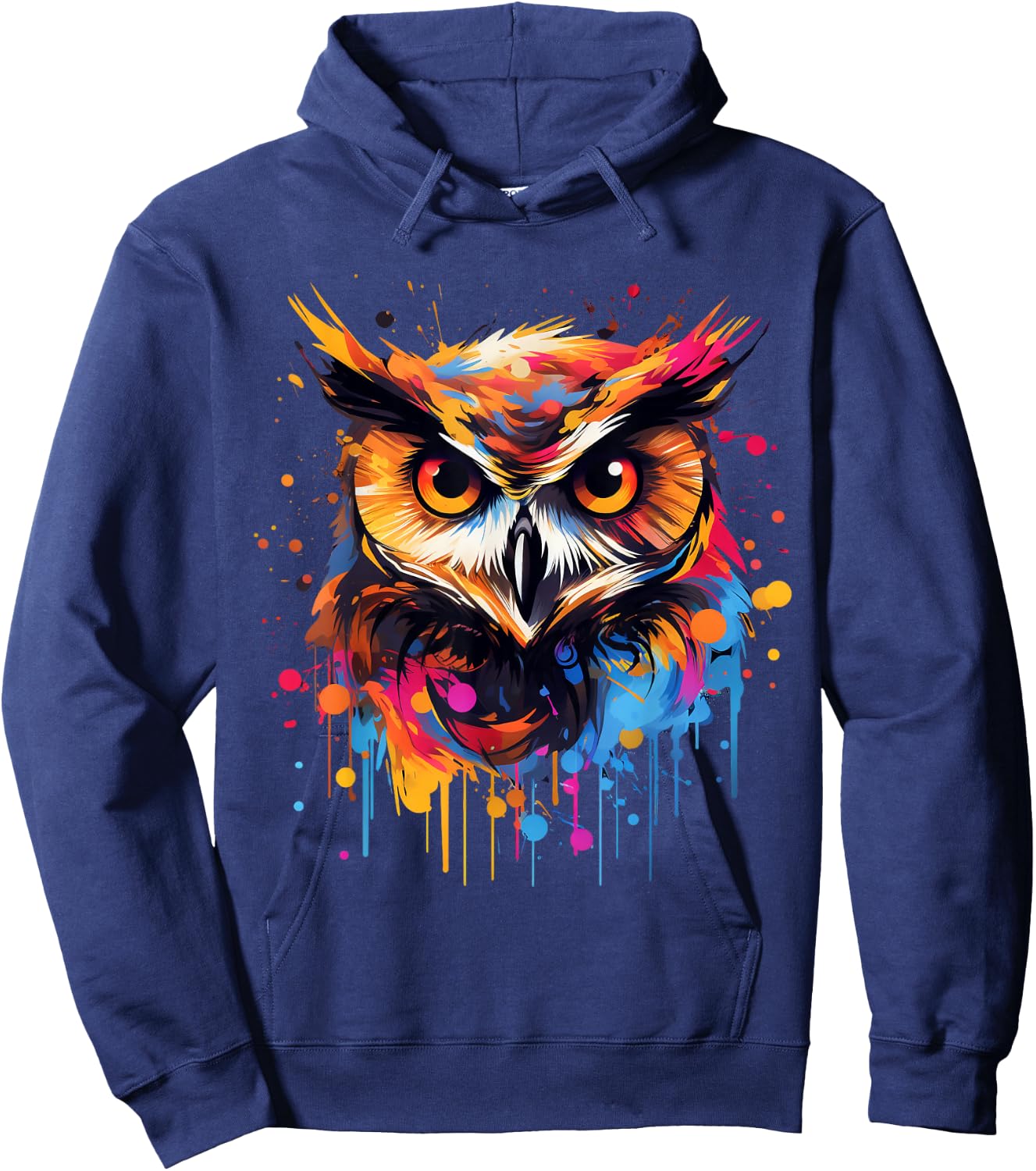 Cool Owl on colorful painted Owl Hoodie - Hoodie | Navy
