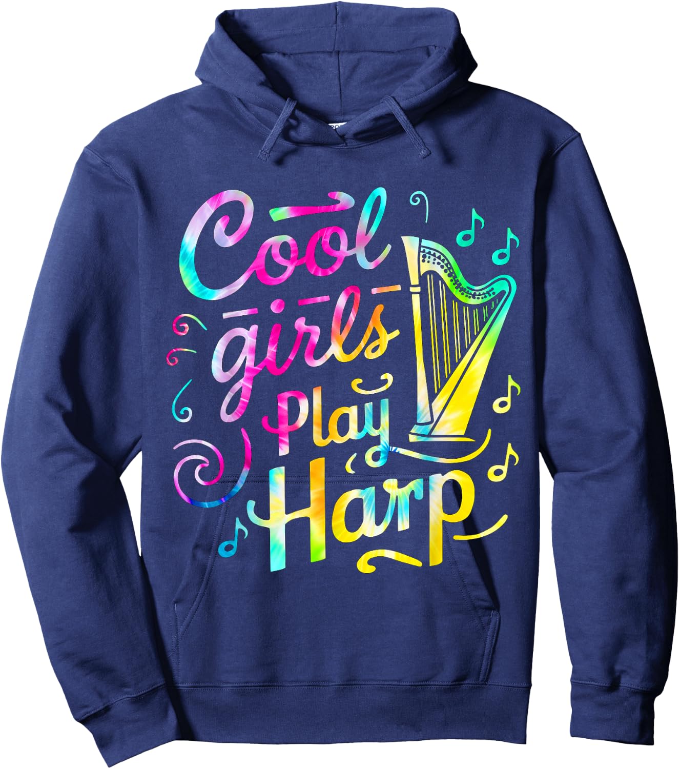 Cool Girls Play Harp , Black, S Hoodie - Hoodie | Navy
