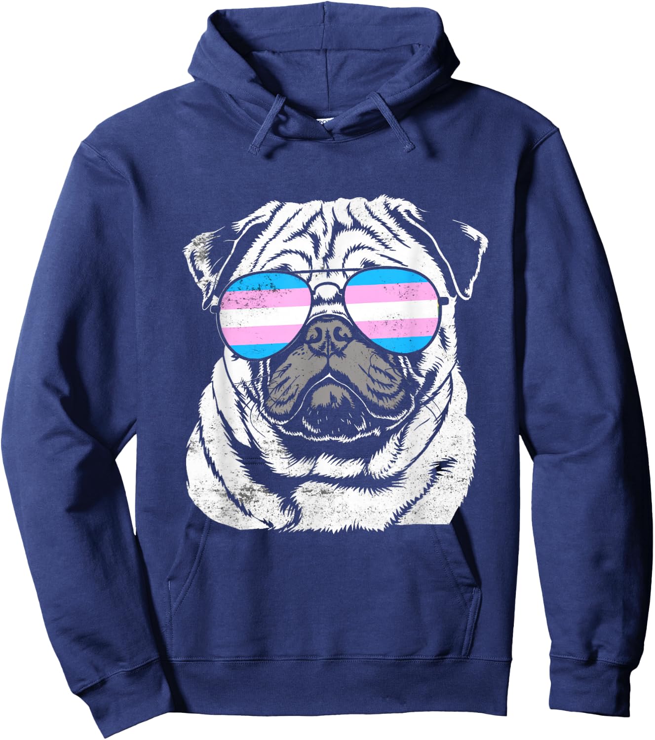 Pug Trans Sunglasses Pride Hoodie - Hoodie | Navy