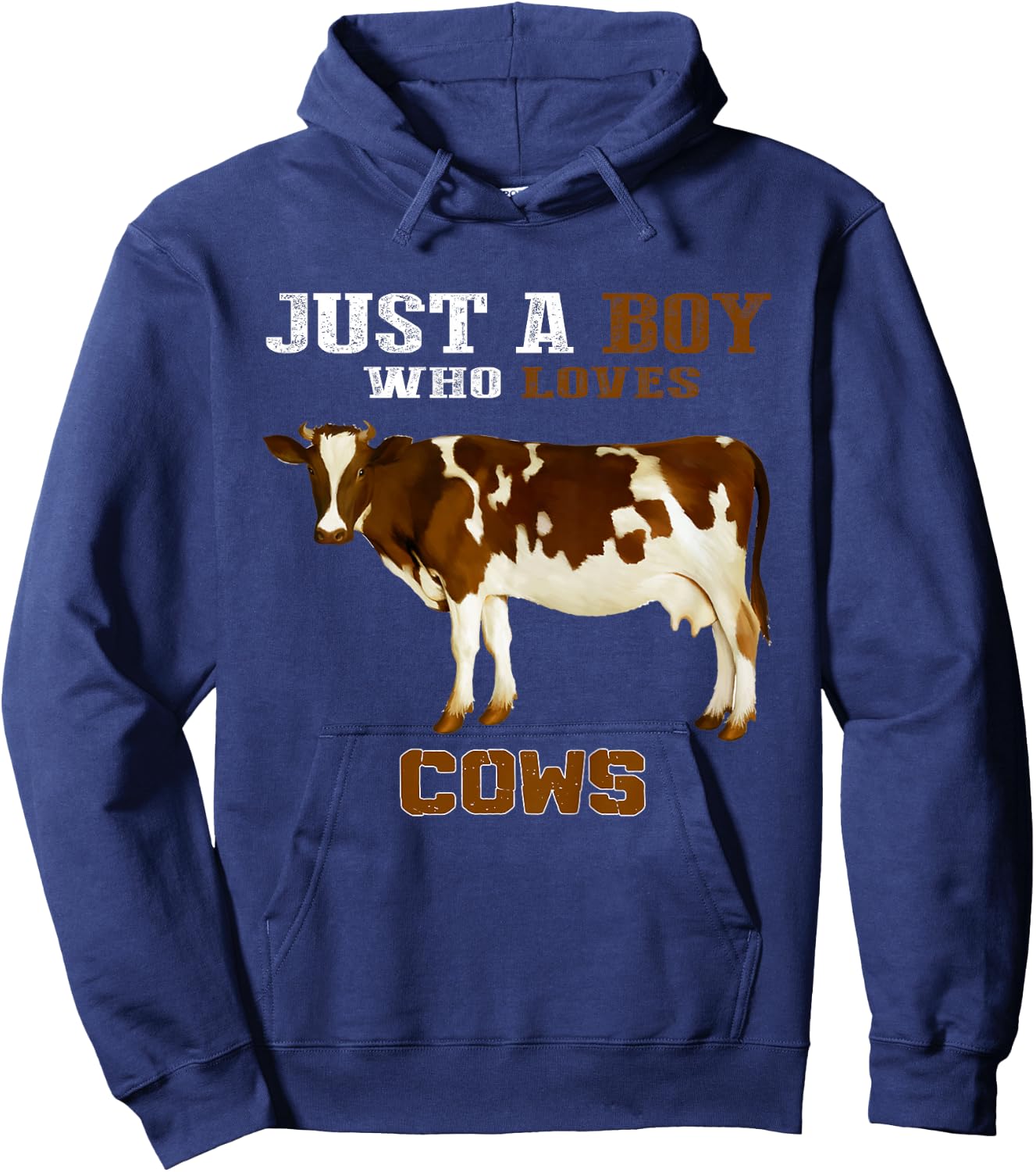 Kids Just A Boy Who Loves Cows Animal Farm Hoodie - Hoodie | Navy