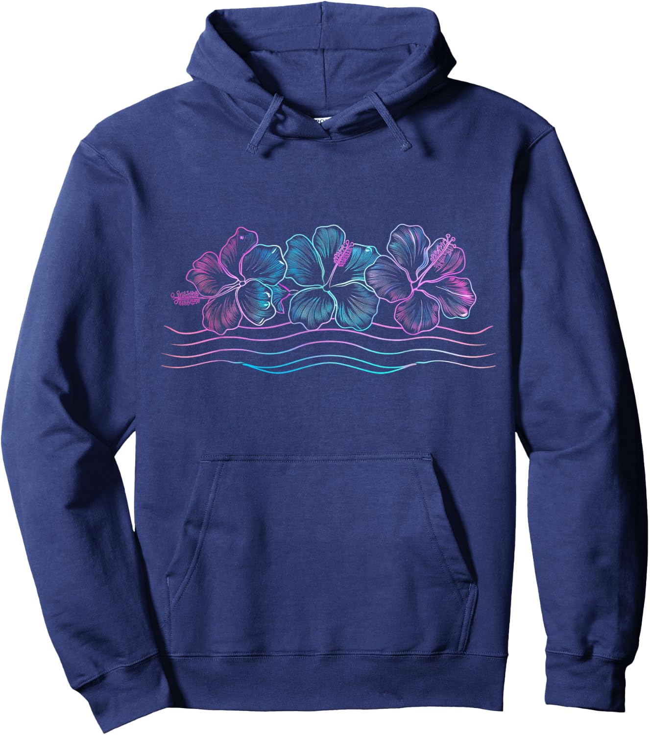 Hawaiian Hibiscus Flowers Retro Surfer Hoodie - Hoodie | Navy