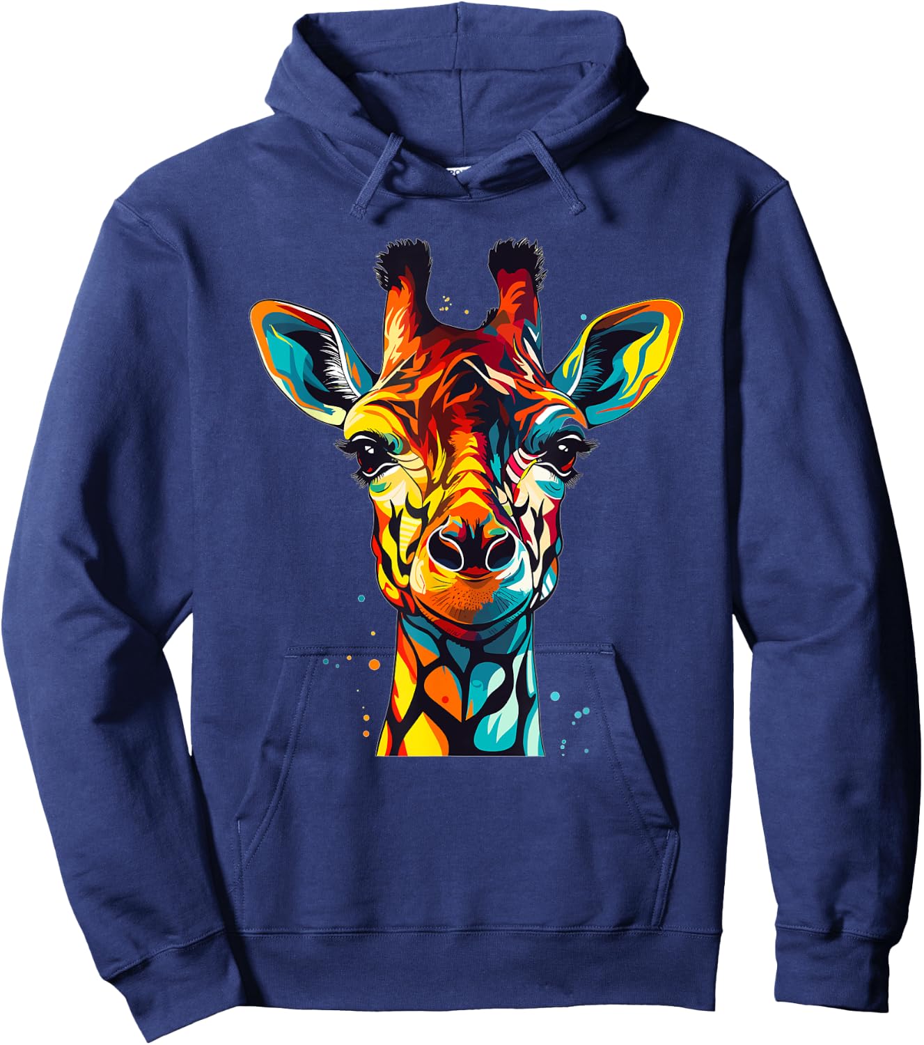 Colorful Giraffe , Small, Black Hoodie - Hoodie | Navy
