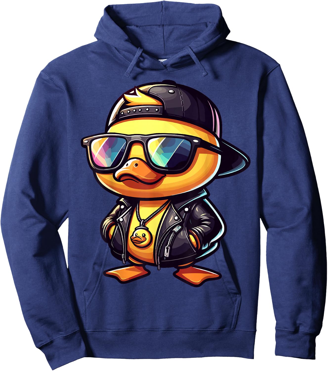 Duck with Sunglasses Cool Rubber Duck Hoodie - Hoodie | Navy