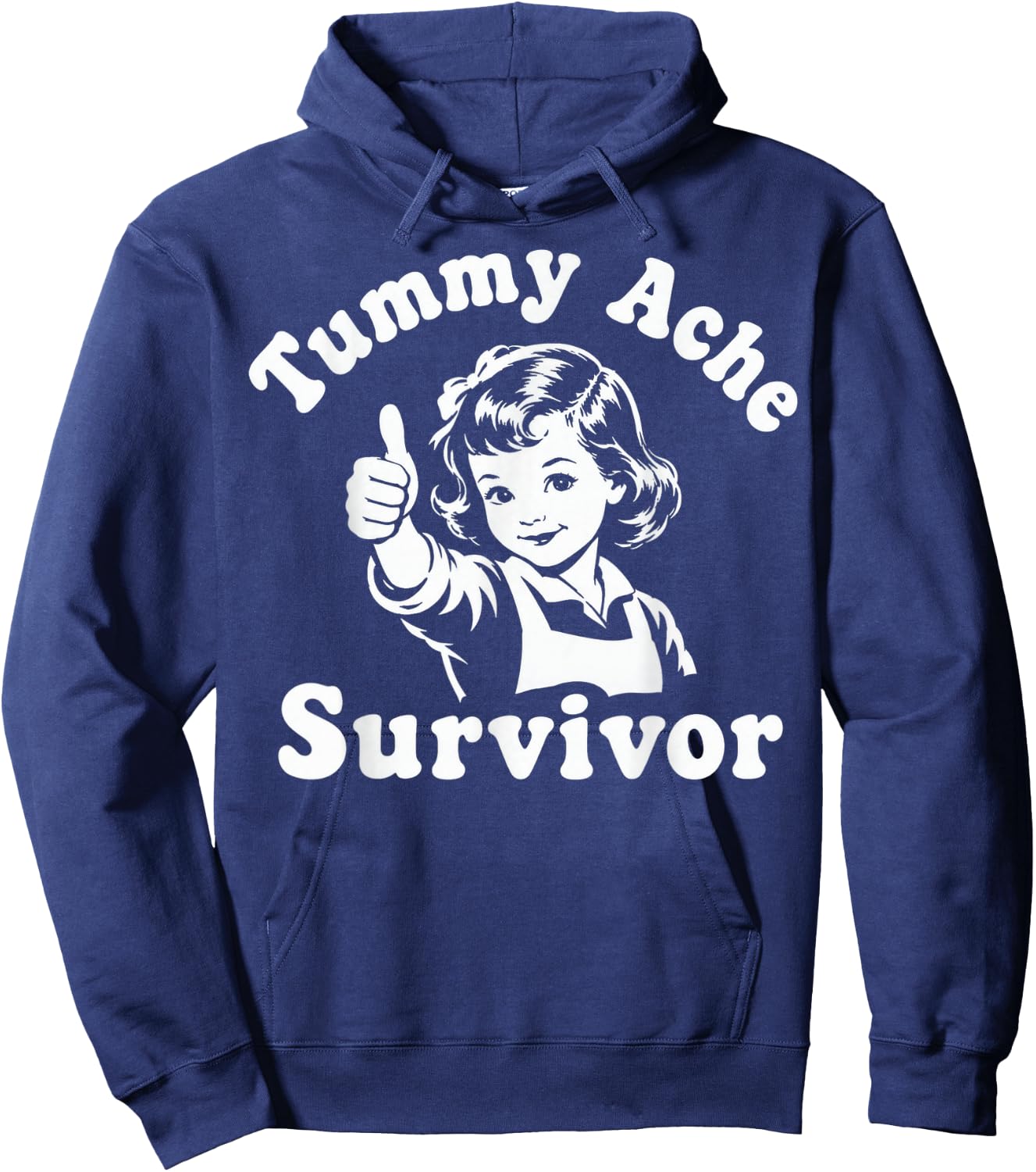 Tummy Ache Survivor Funny Retro Stomach Humor Hoodie - Hoodie | Navy