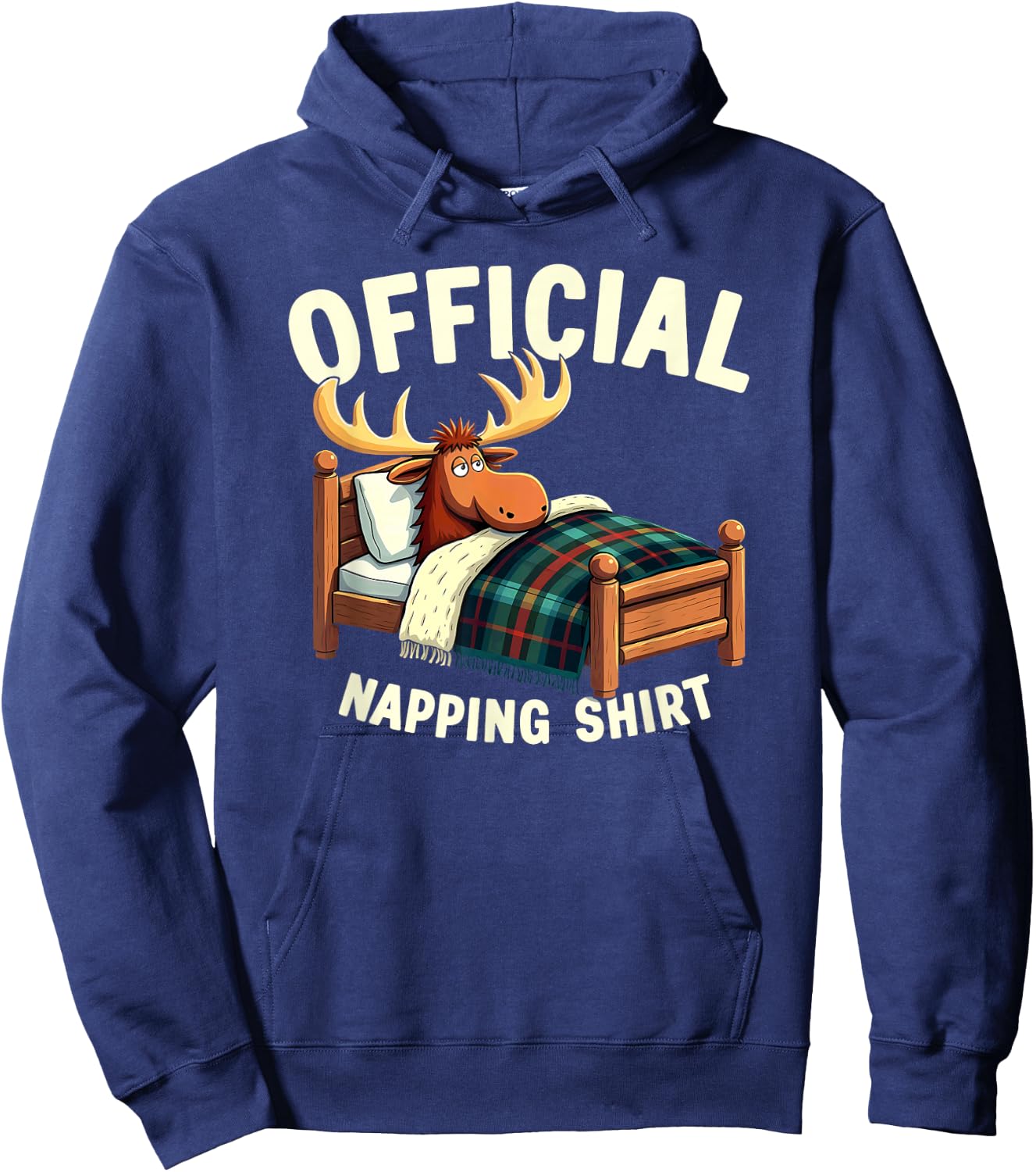 Official Sleepshirt Moose Sleeping Napping Hoodie - Hoodie | Navy