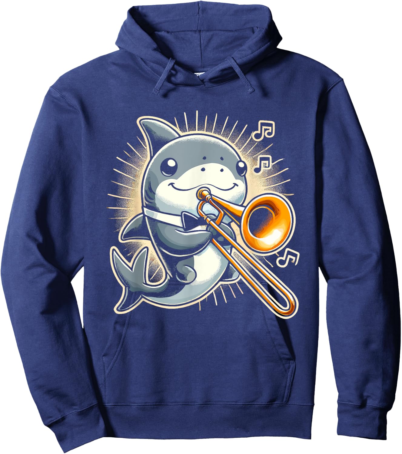 Shark Trombone Player Hoodie - Hoodie | Navy