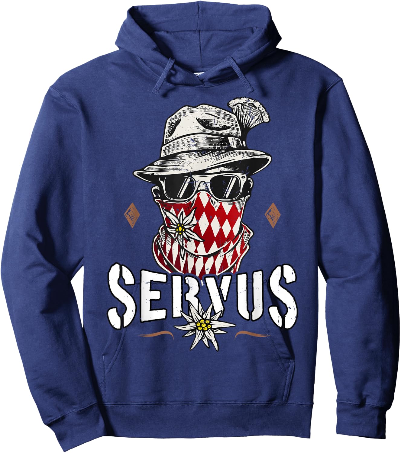 Servus Men's Traditional Bavarian , black Hoodie - Hoodie | Navy
