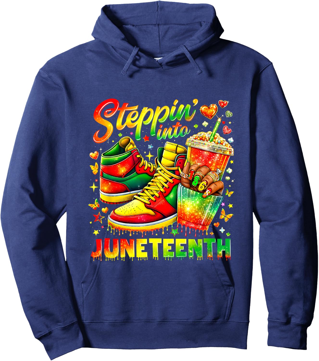 Juneteenth Steppin Into Freedom Hoodie - Hoodie | Navy