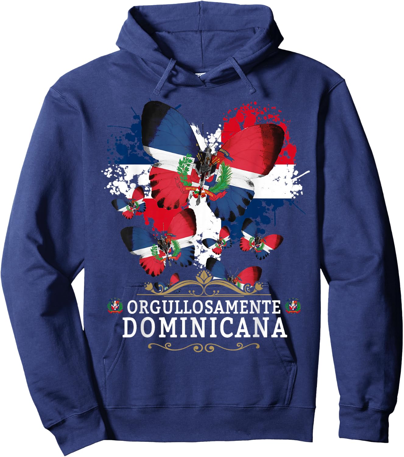 Republica Dominicana Butterfly & Dominican Flag Hoodie - Hoodie | Navy