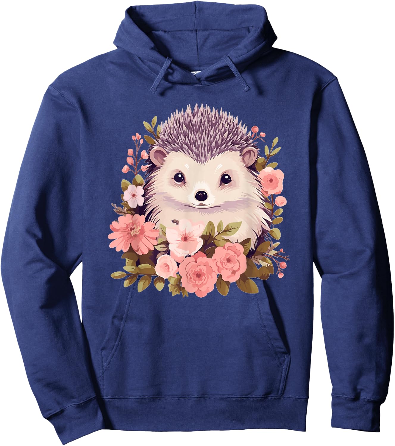 Cute Hedgehog with Flowers I Hedgehog Hoodie - Hoodie | Navy