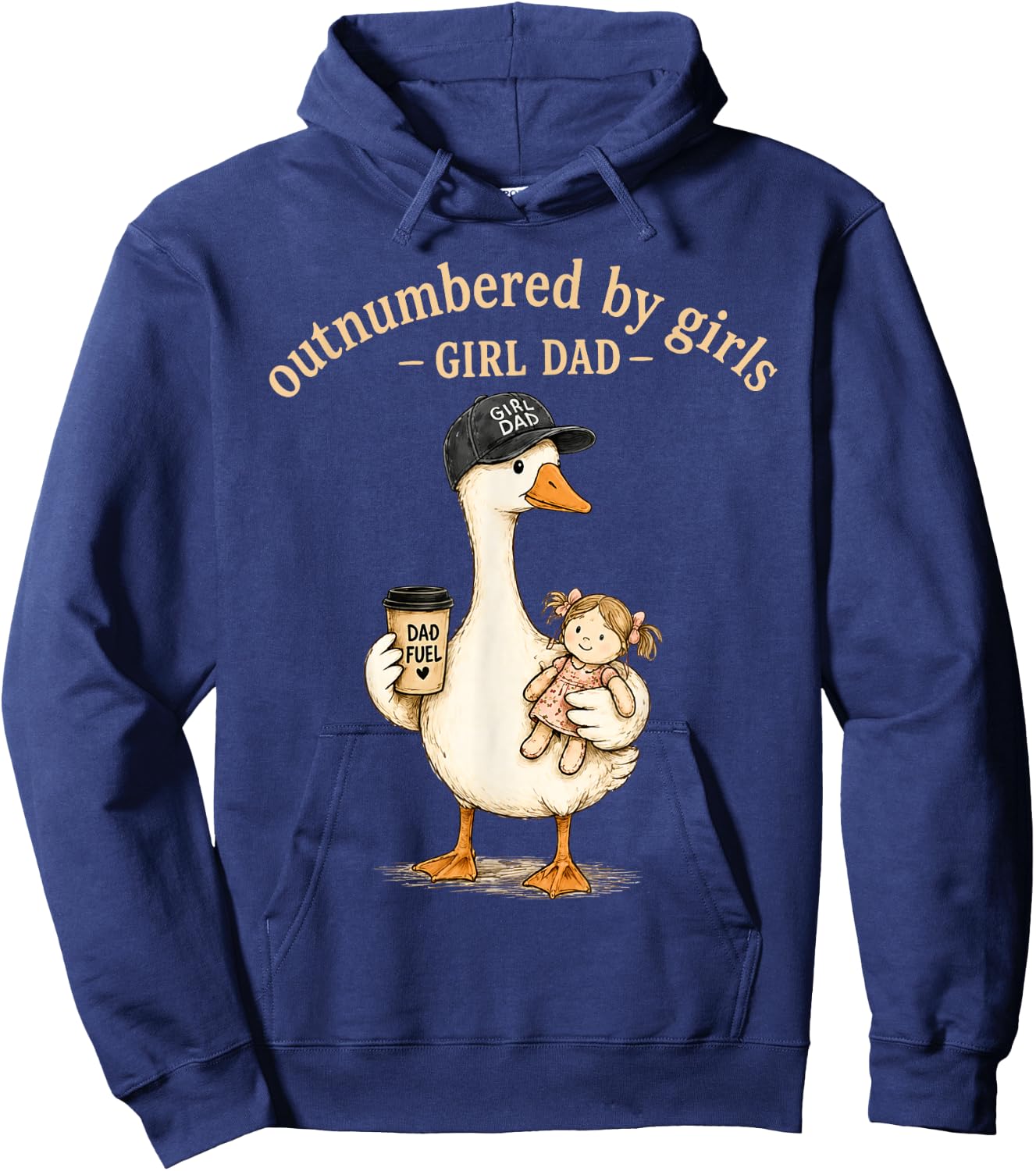 Outnumbered By Girls Girl Dad Hoodie - Hoodie | Navy