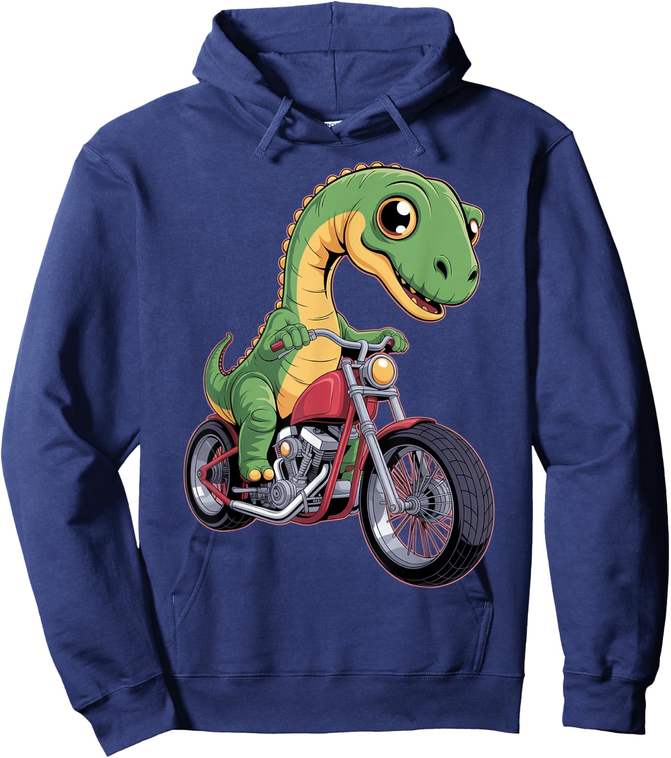Vibrant Chibi Dinosaur Rider Hoodie - Hoodie | Navy