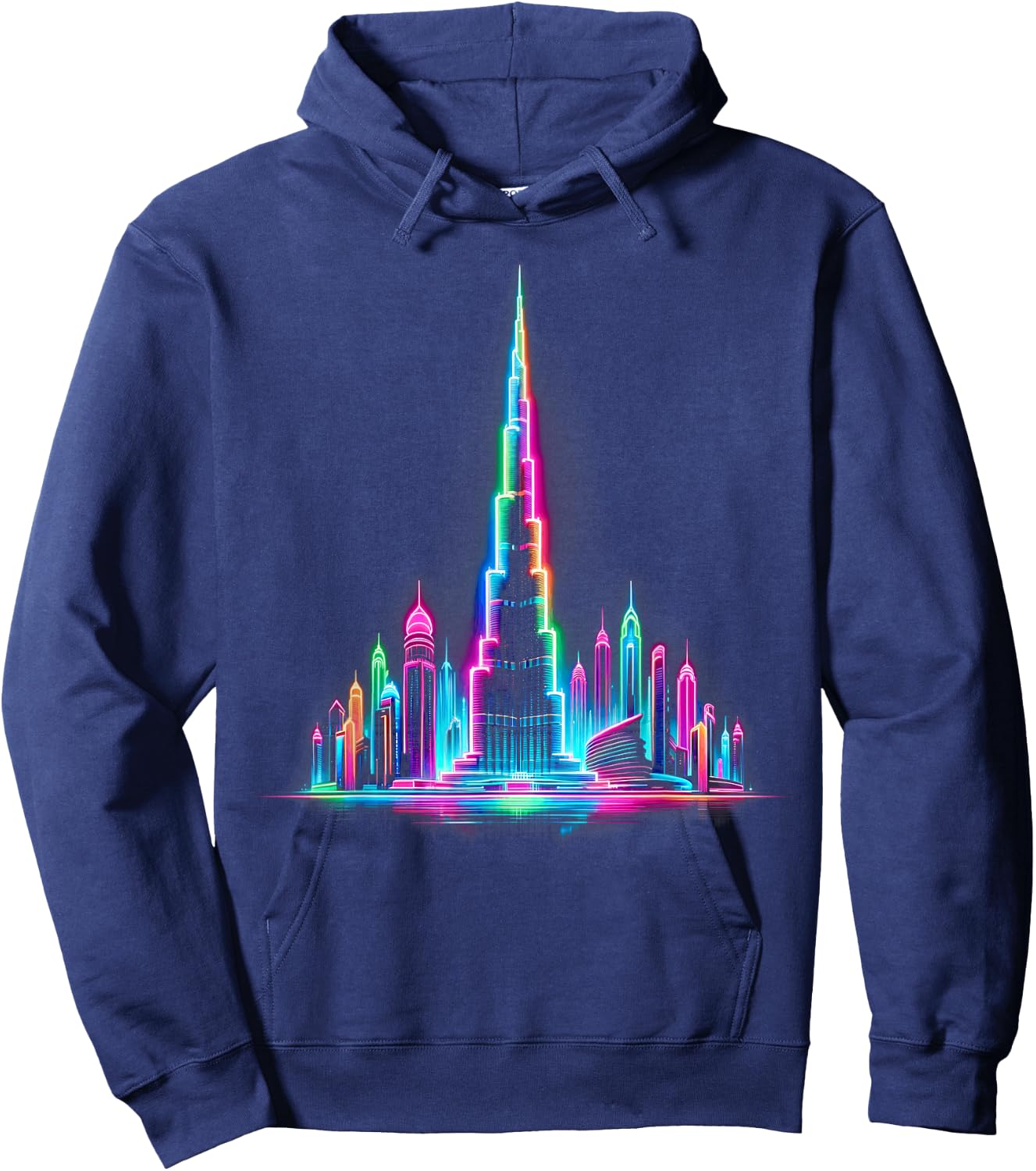 Bright Burj Khalifa Elegance – Buntes Dubai Hoodie - Hoodie | Navy