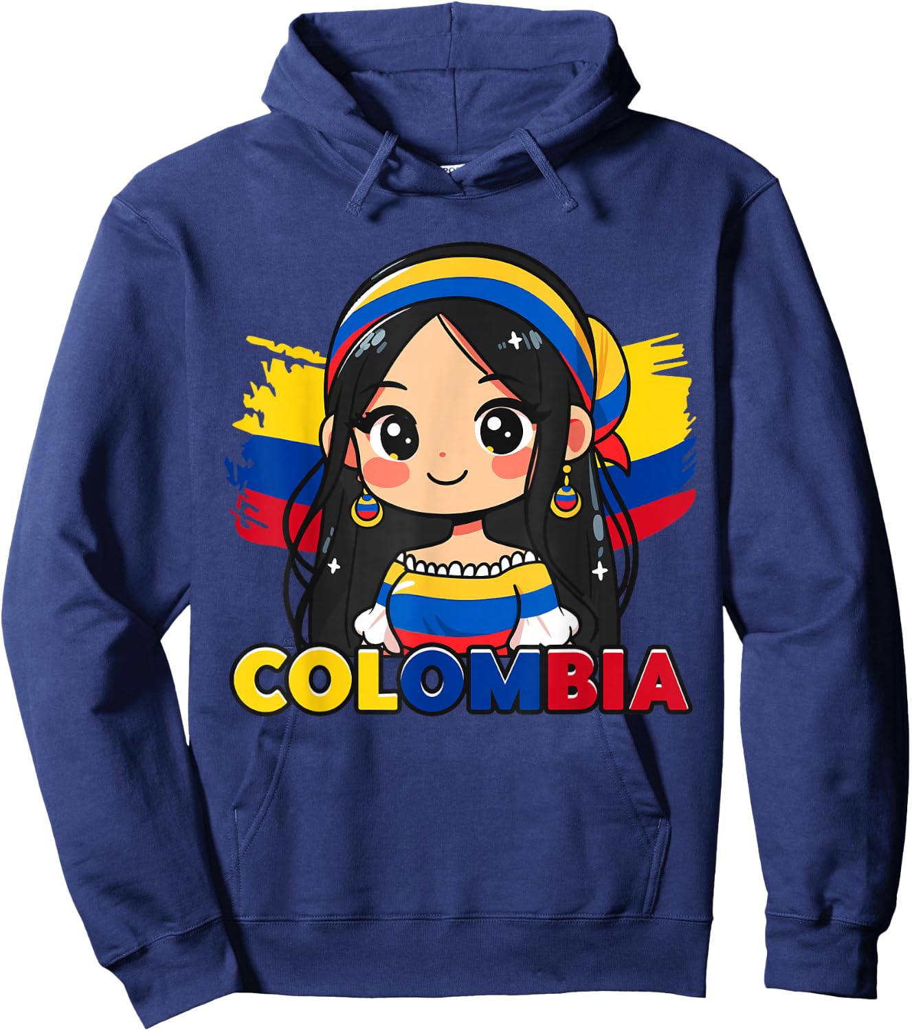 Colombian Girl Cute Colombia Flag Hoodie - Hoodie | Navy