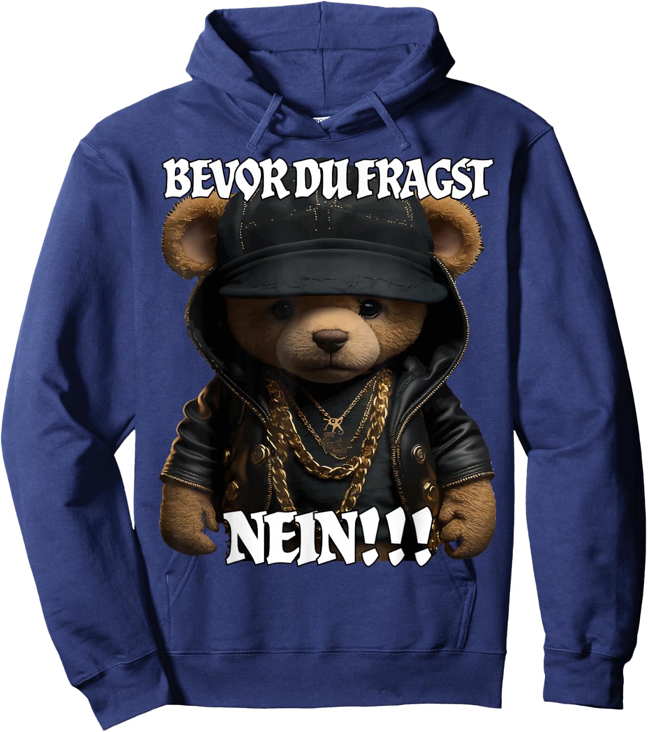 Bevor du fragst NEIN Lustig Teddy Spruch Hoodie - Hoodie | Navy