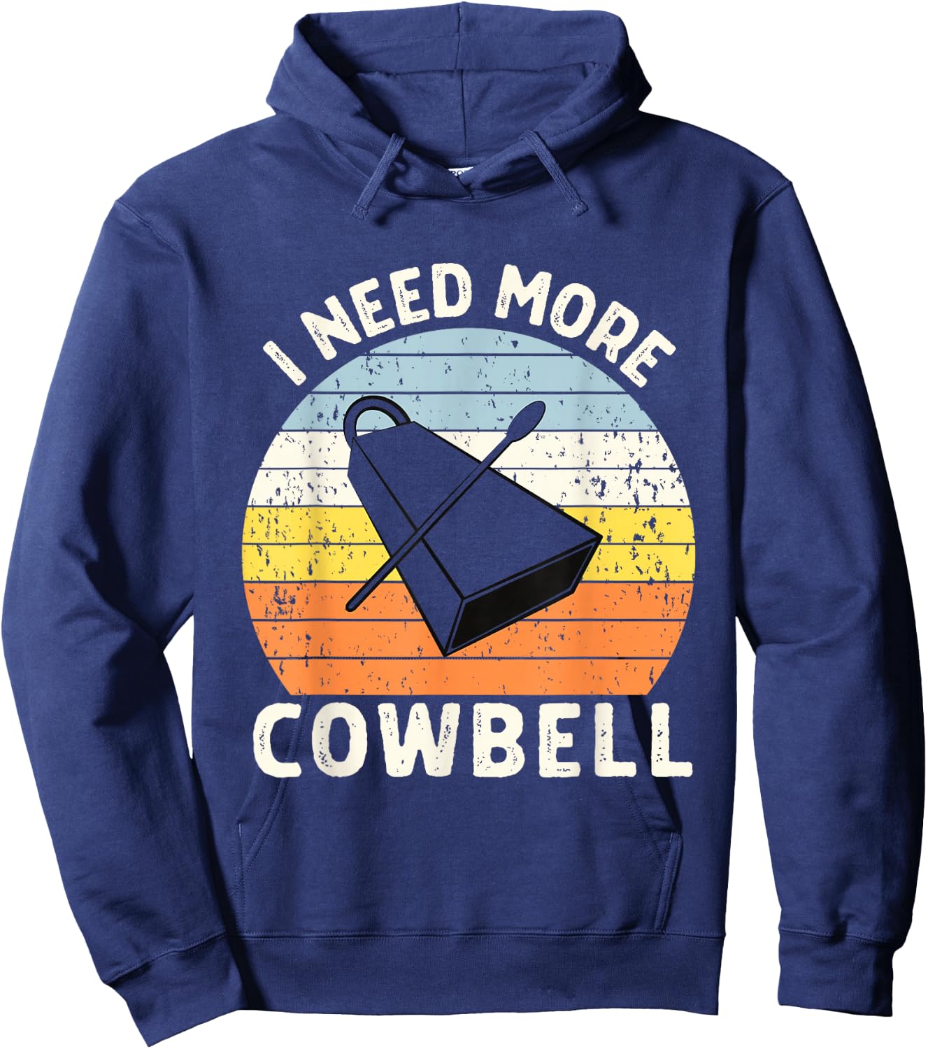 Vintage Sunset I Need More Cowbell Hoodie - Hoodie | Navy