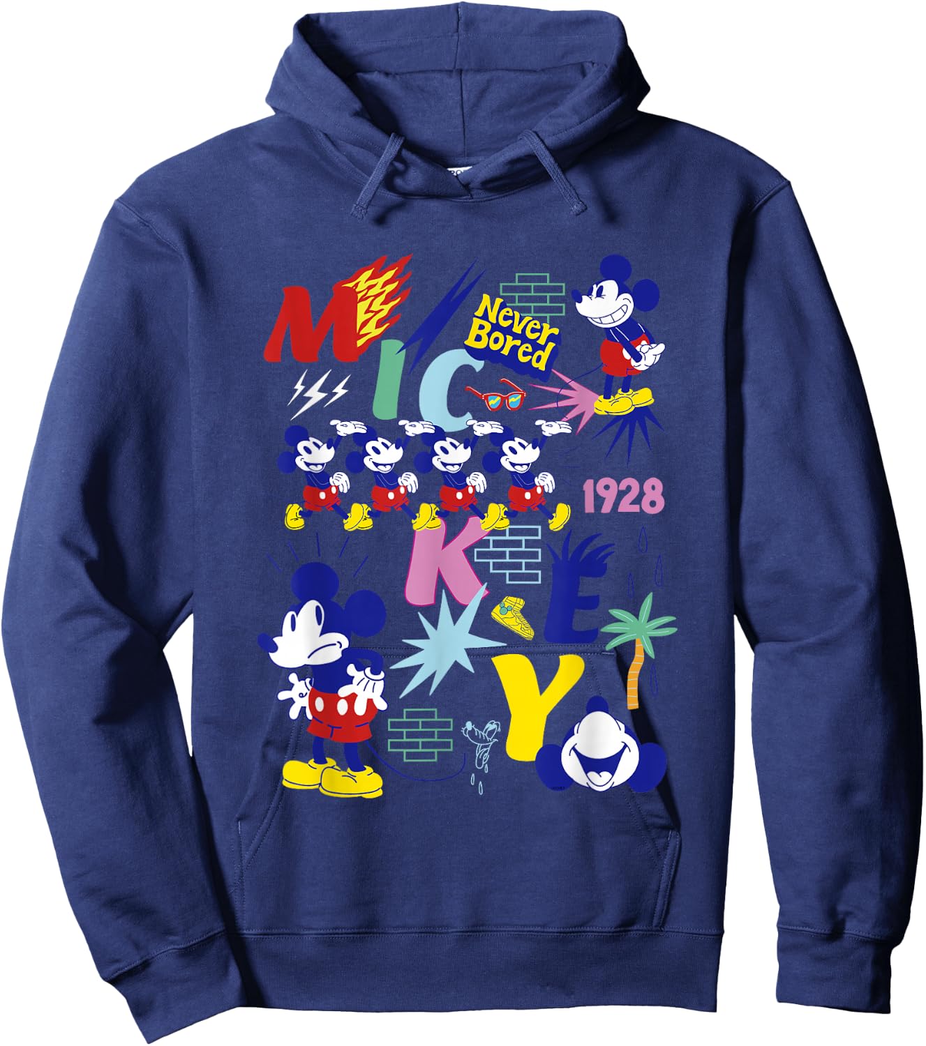 Disney Mickey Mouse Vintage Never Bored Hoodie - Hoodie | Navy