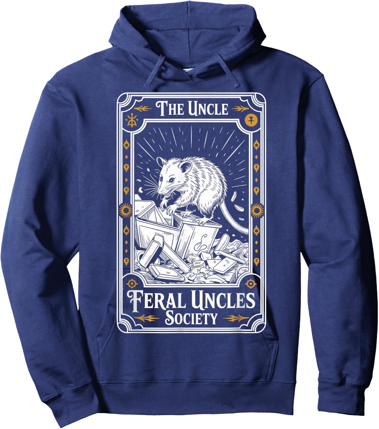 Feral Uncles Society Possum Tarot Card Funny Hoodie - Hoodie | Navy