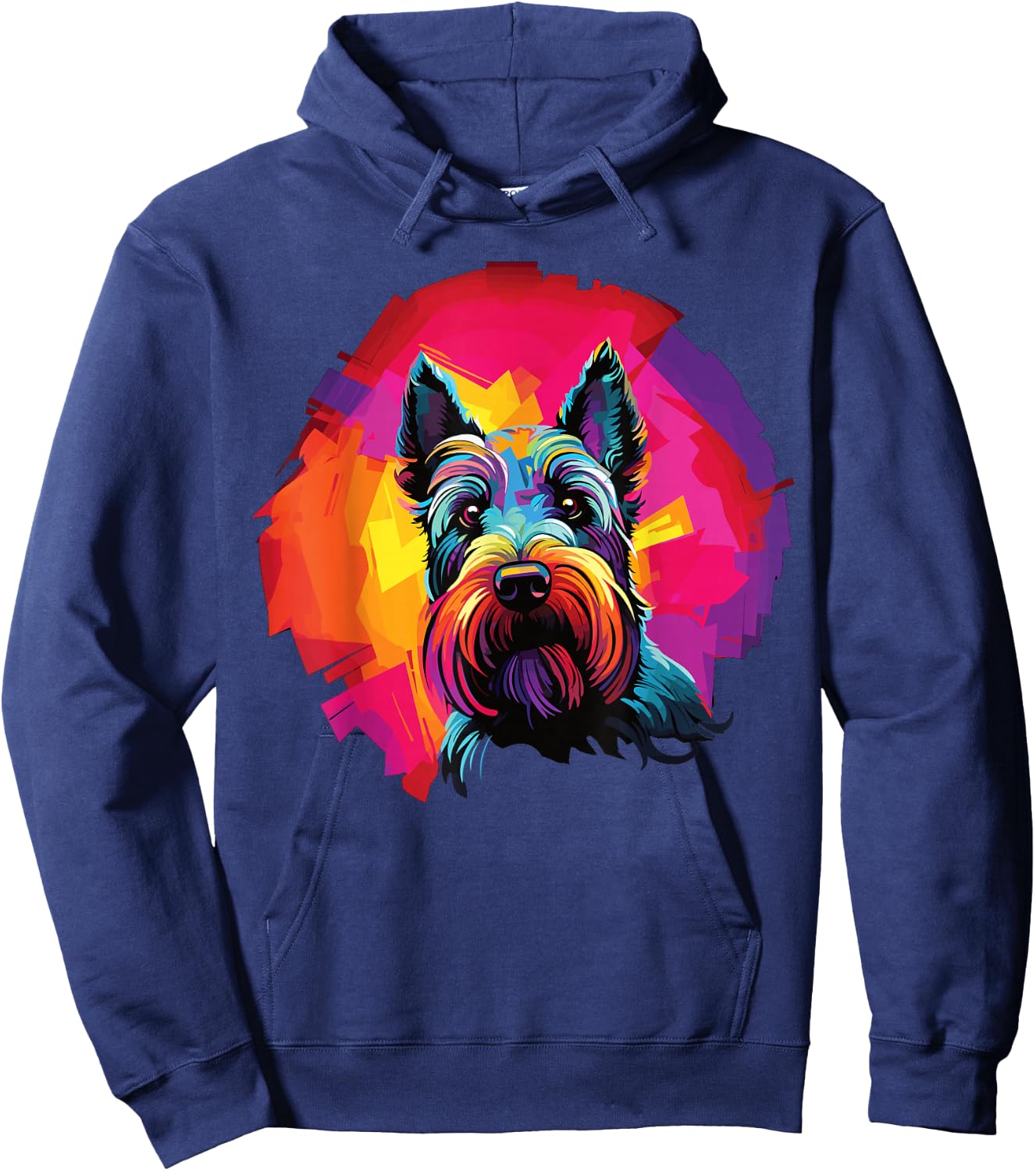 Watercolor Colorful Scottish Terrier Dog Hoodie - Hoodie | Navy