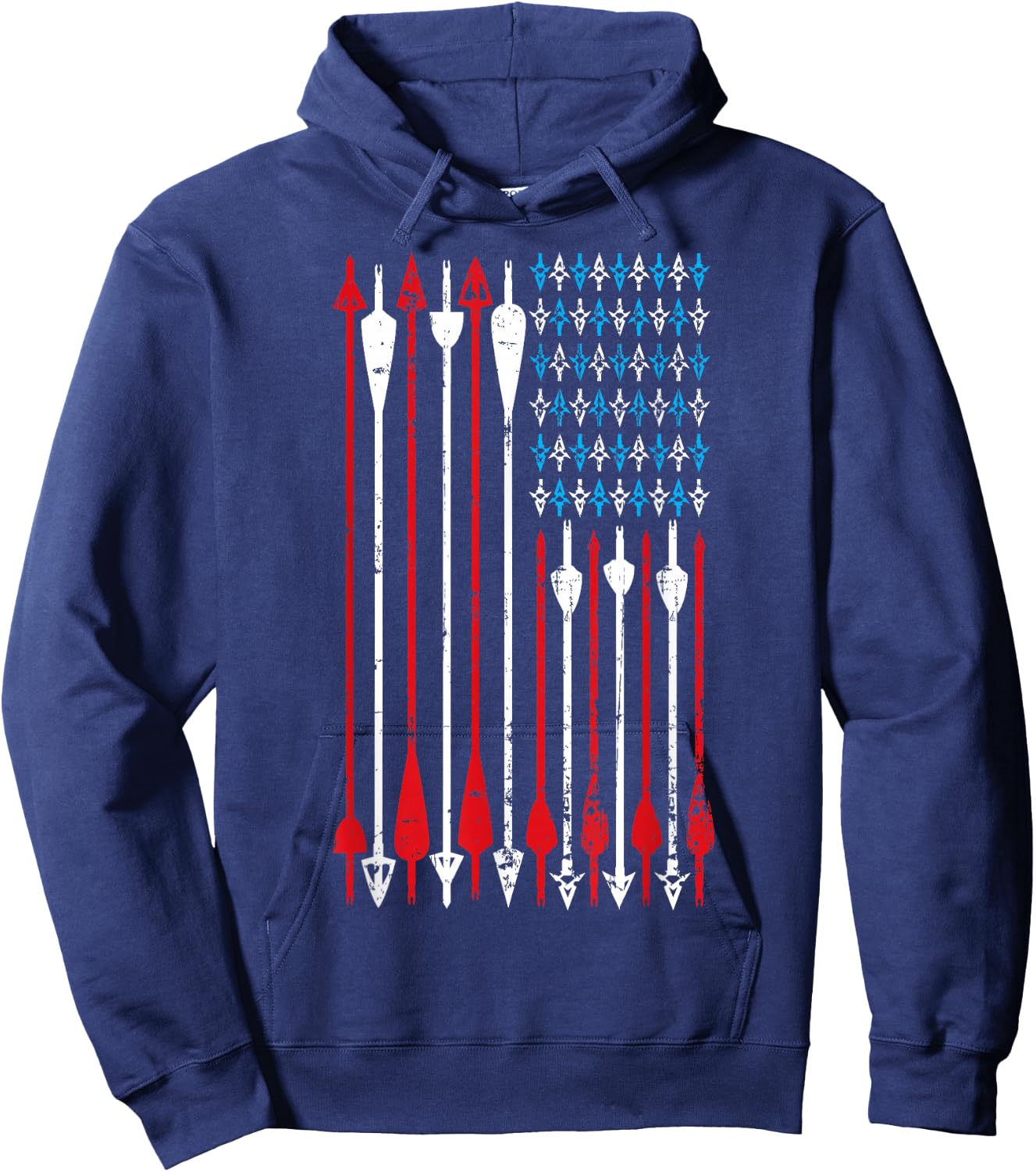 Vintage American Flag Archery Bow Hunting Hoodie - Hoodie | Navy