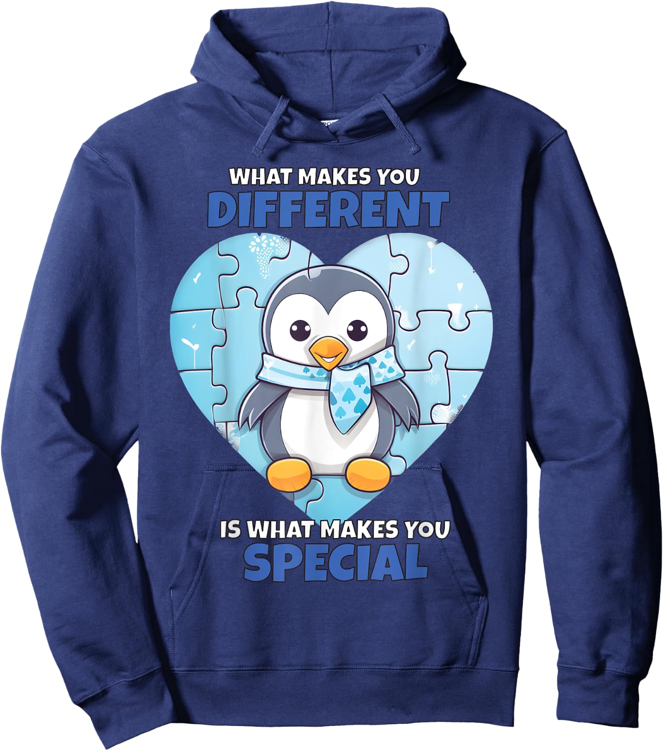 Blue Puzzle Penguin Autism Child Awareness Hoodie - Hoodie | Navy