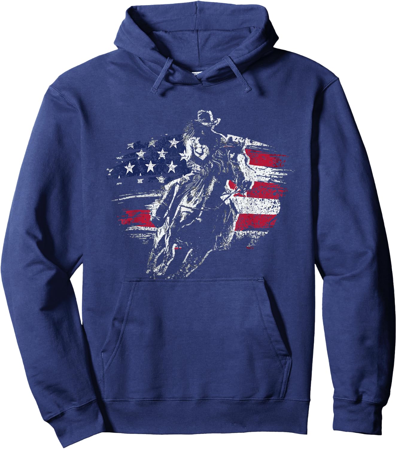 Patriotic Cowboy Rodeo Western Texas Cowboy Hoodie - Hoodie | Navy