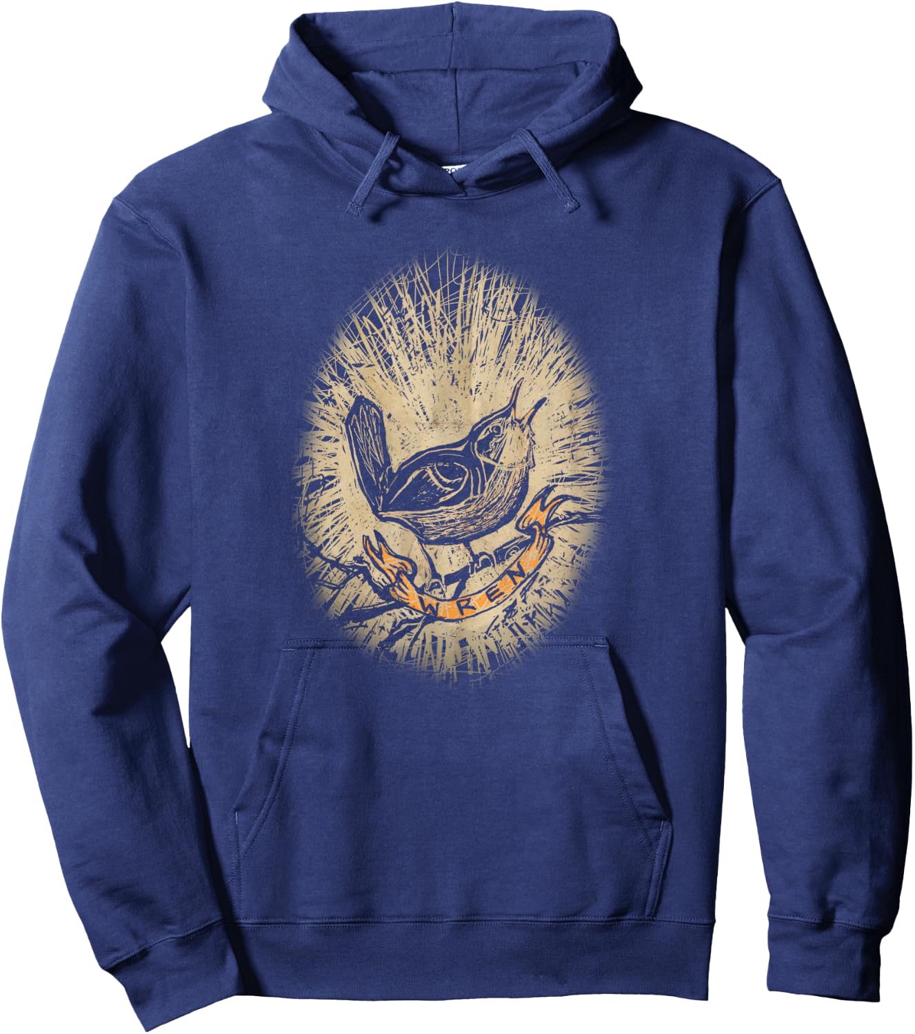Wren Vintage Birdwatching Scratchboard Hoodie - Hoodie | Navy