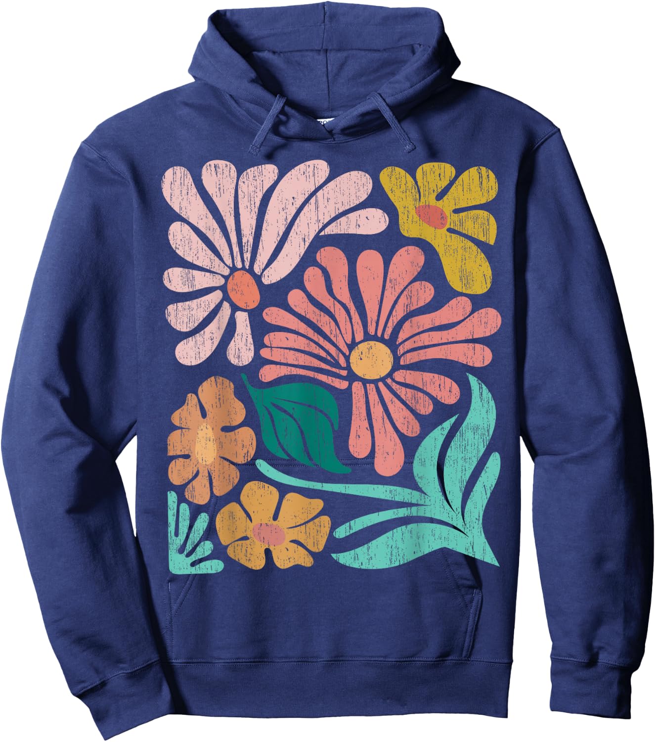 Retro Boho Wildflower Graphic Hoodie - Hoodie | Navy