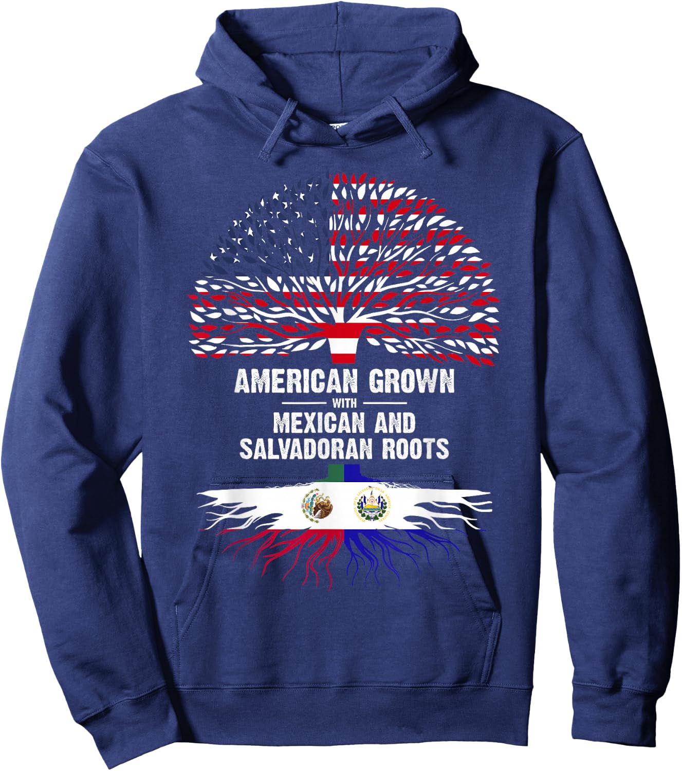 American Grown with Mexican Salvadoran Roots Hoodie - Hoodie | Navy