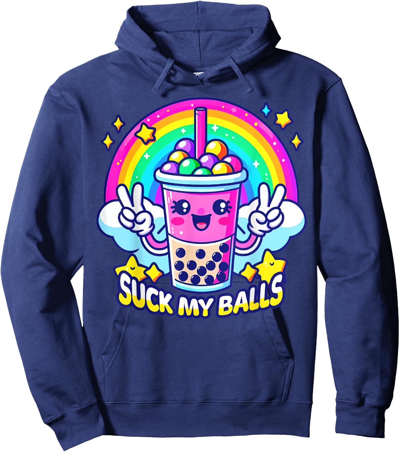 Suck My Balls Funny Boba Tea Hoodie - Hoodie | Navy