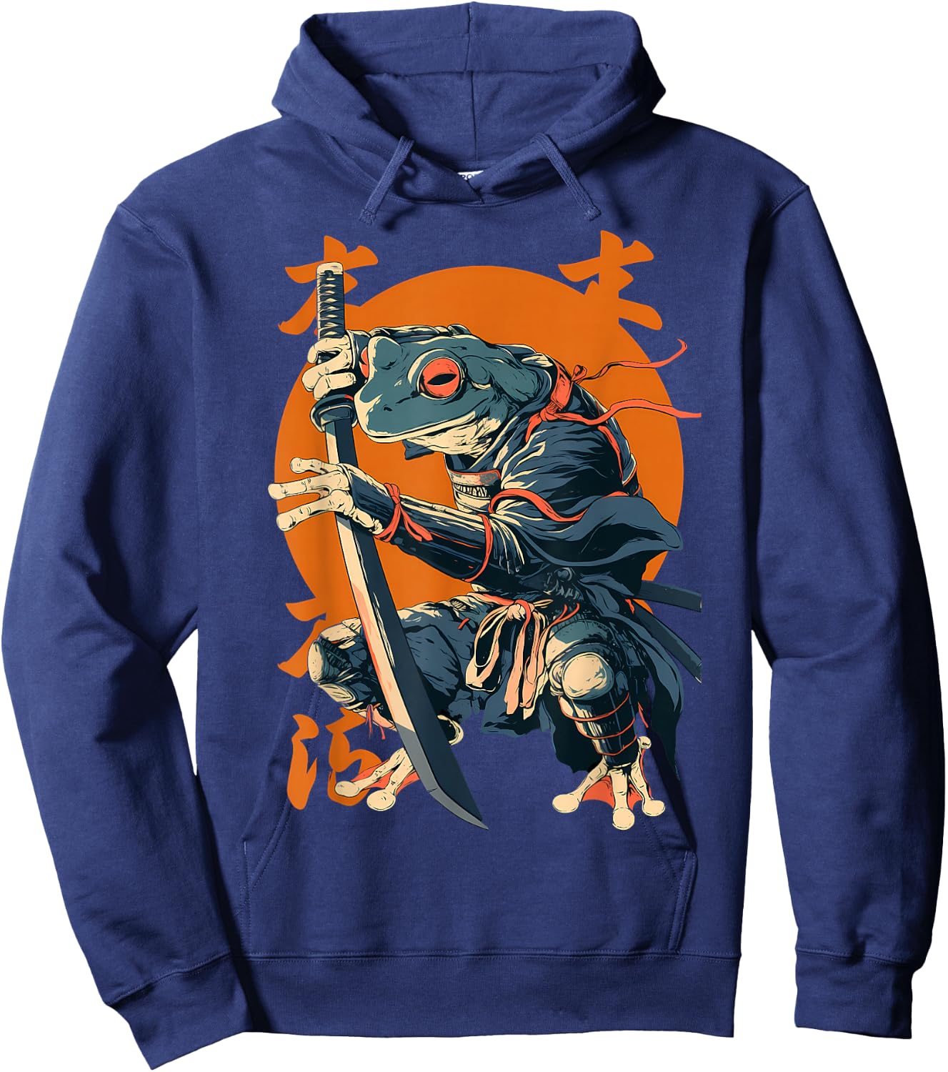 Samurai Frog Japanese Kanji Samurai Frog Hoodie - Hoodie | Navy