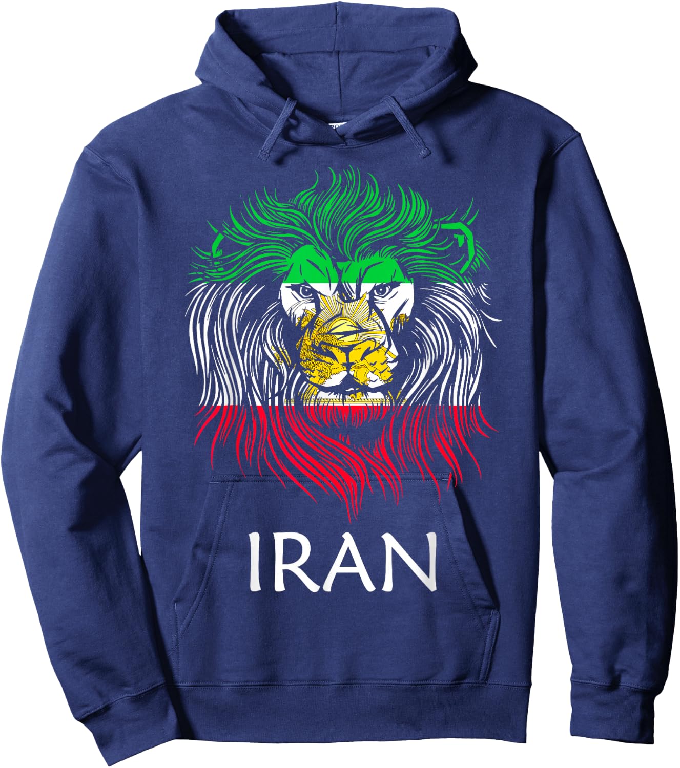 Iranian Lion Head Flag Iran , black Hoodie - Hoodie | Navy