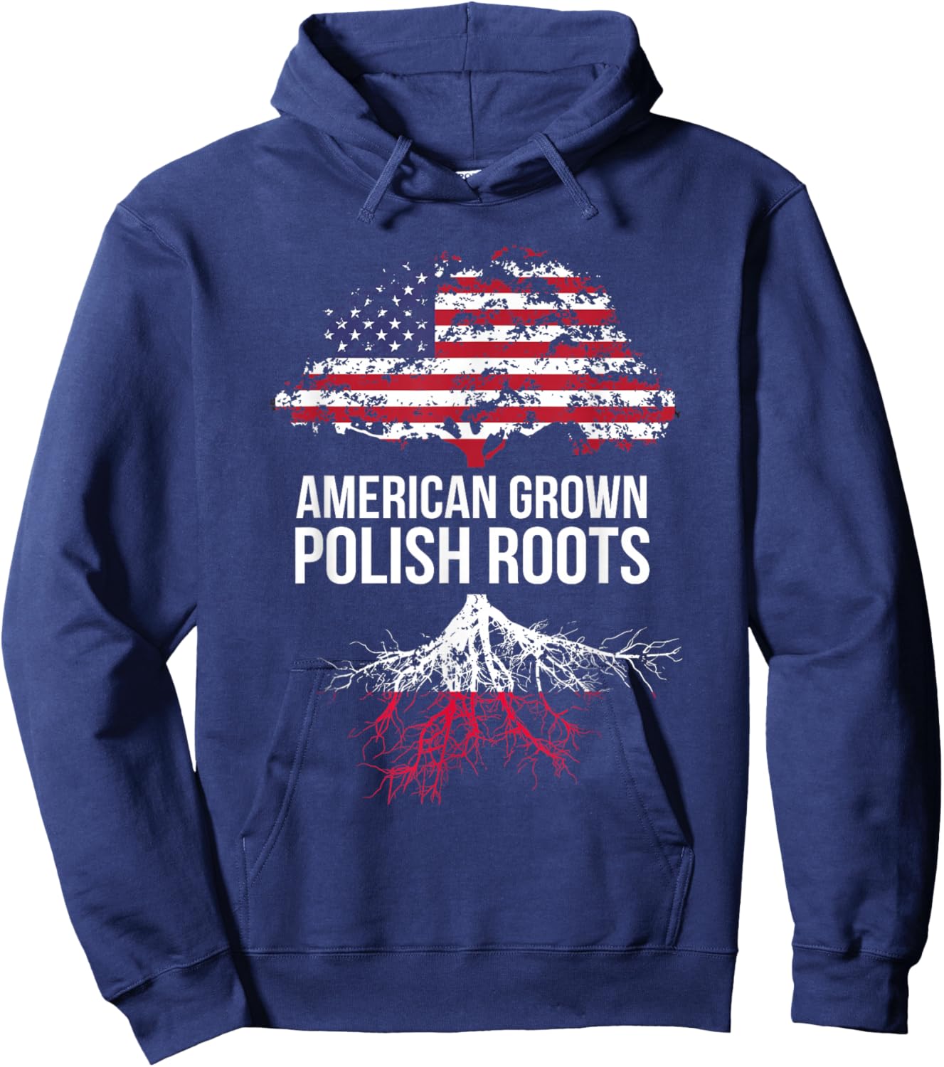 American Grown with Polish Roots Shirt - Poland Hoodie - Hoodie | Navy