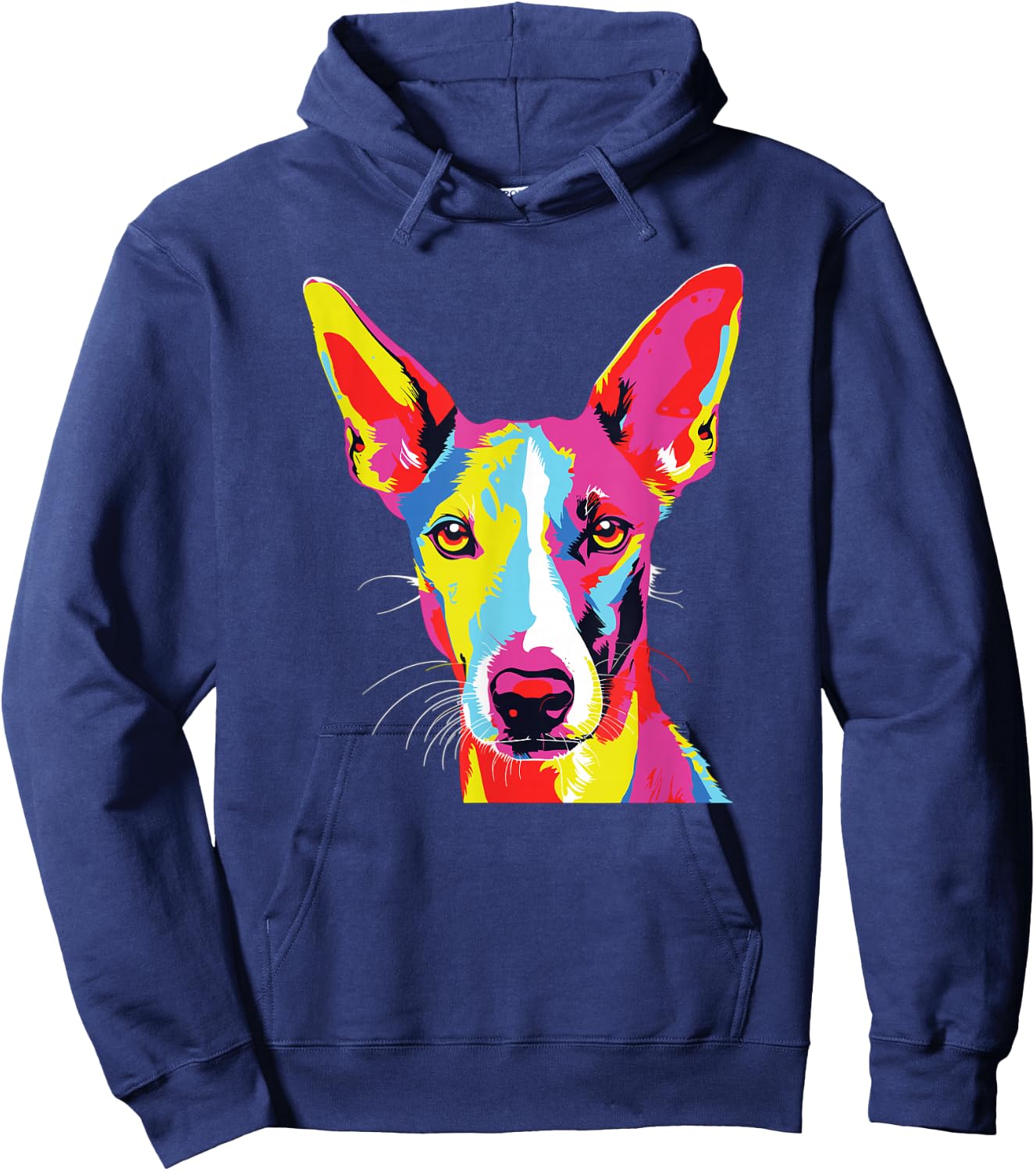 Watercolor Colorful Ibizan Hound Dog Hoodie - Hoodie | Navy