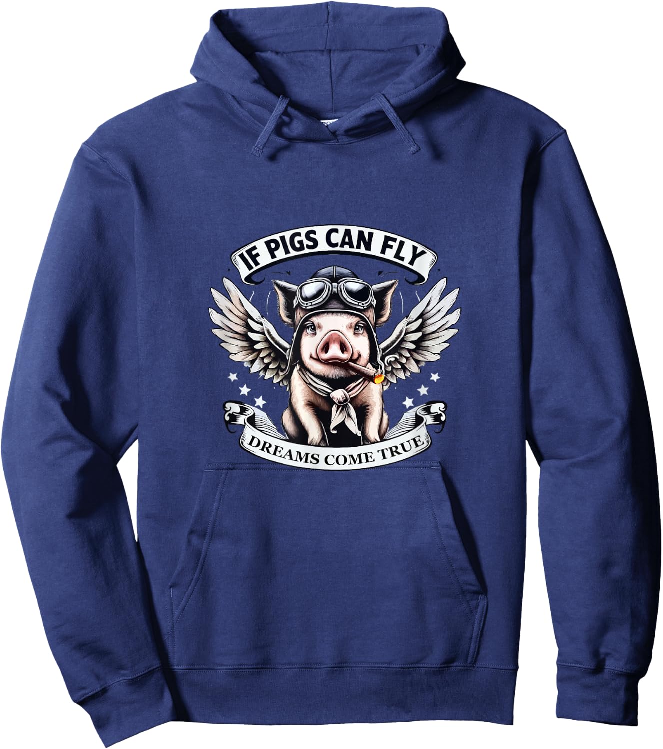 Comic Pig With Wings Hoodie - Hoodie | Navy