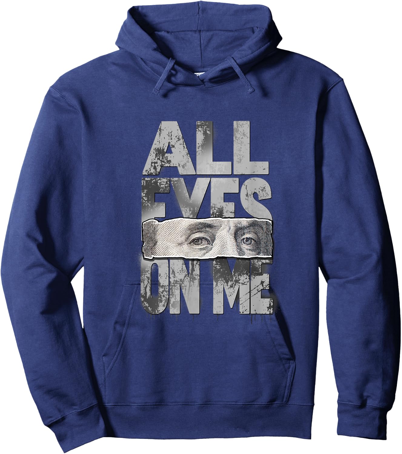 Grey All Eyes On Me Monochrome Color Graphic Hoodie - Hoodie | Navy