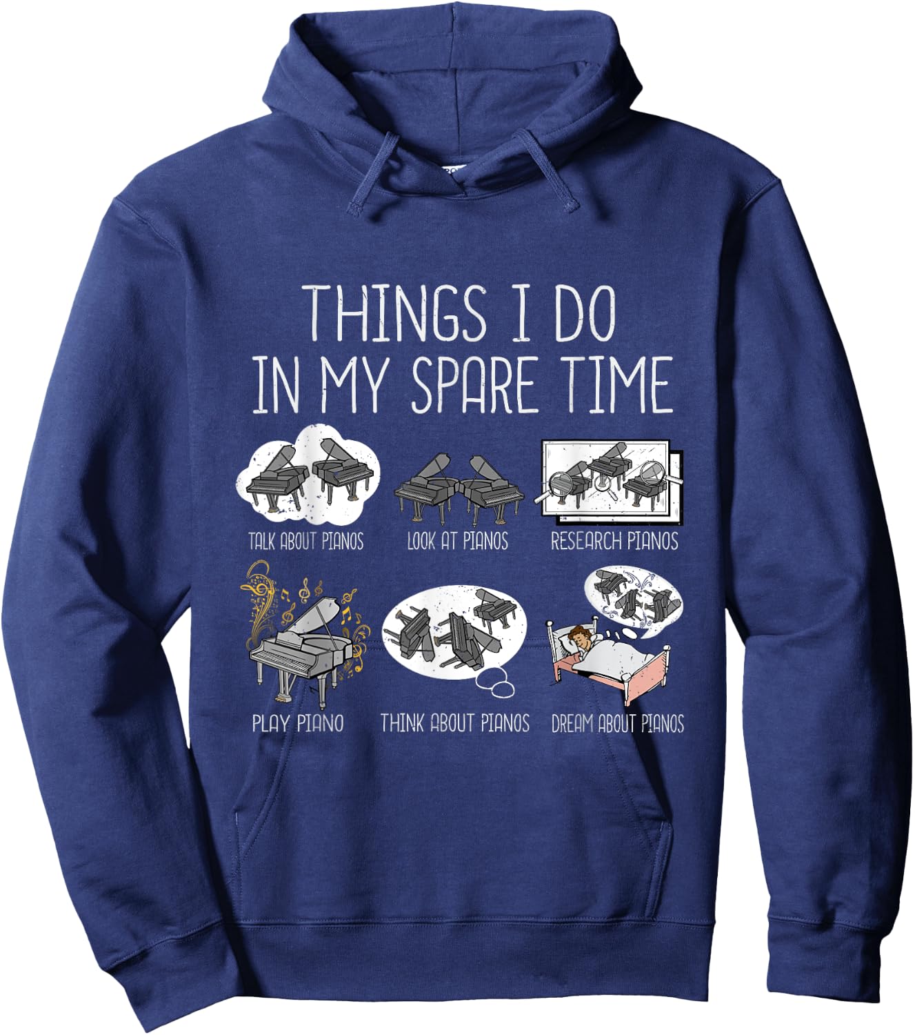 Funny Piano Player Men Music Grand Piano Hoodie - Hoodie | Navy