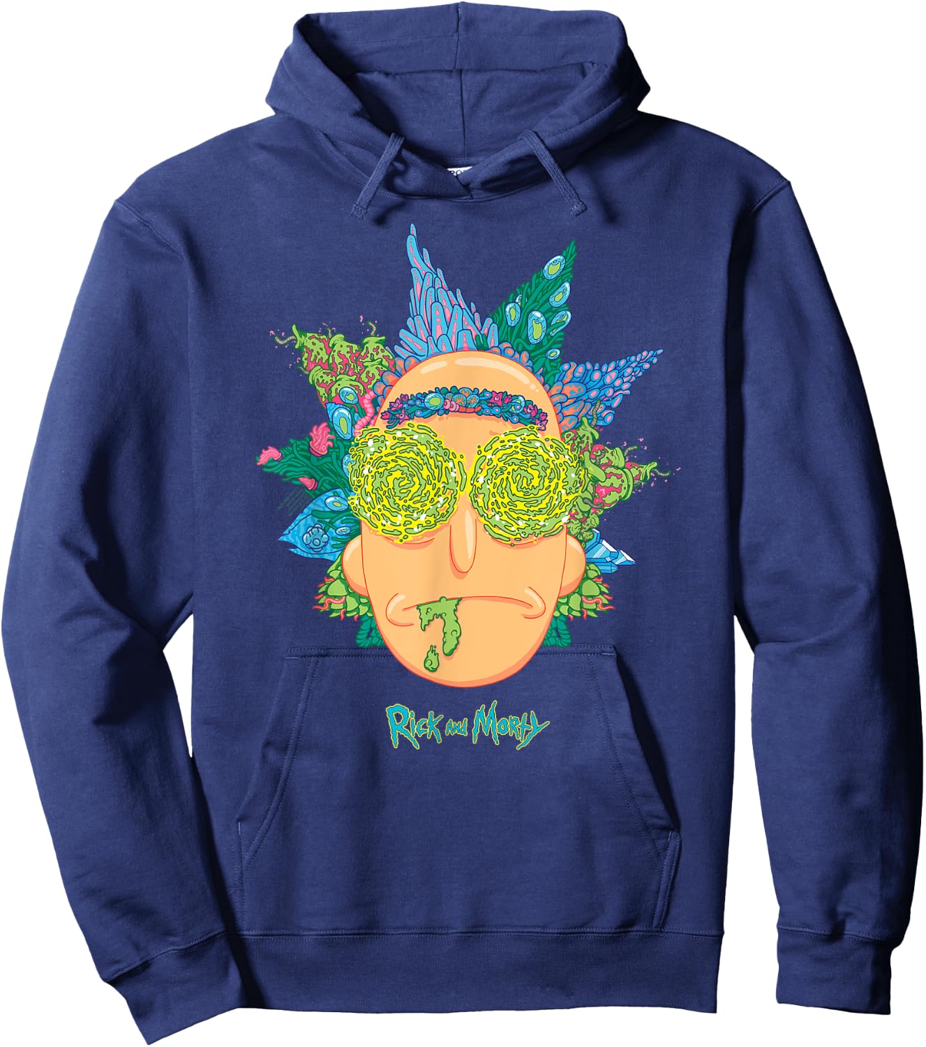 Adult Swim Rick & Morty Botanical Rick , black Hoodie - Hoodie | Navy
