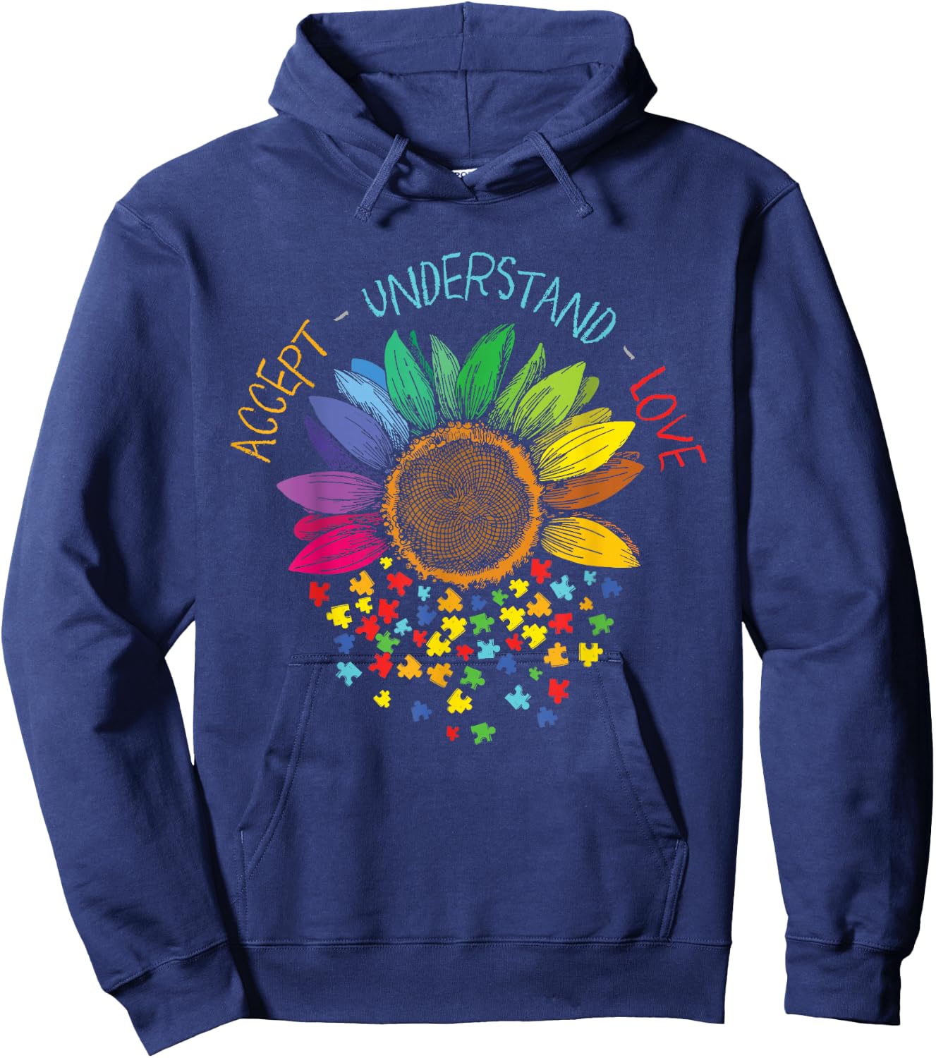 Autism Awareness Accept Understanding Love ASD Hoodie - Hoodie | Navy