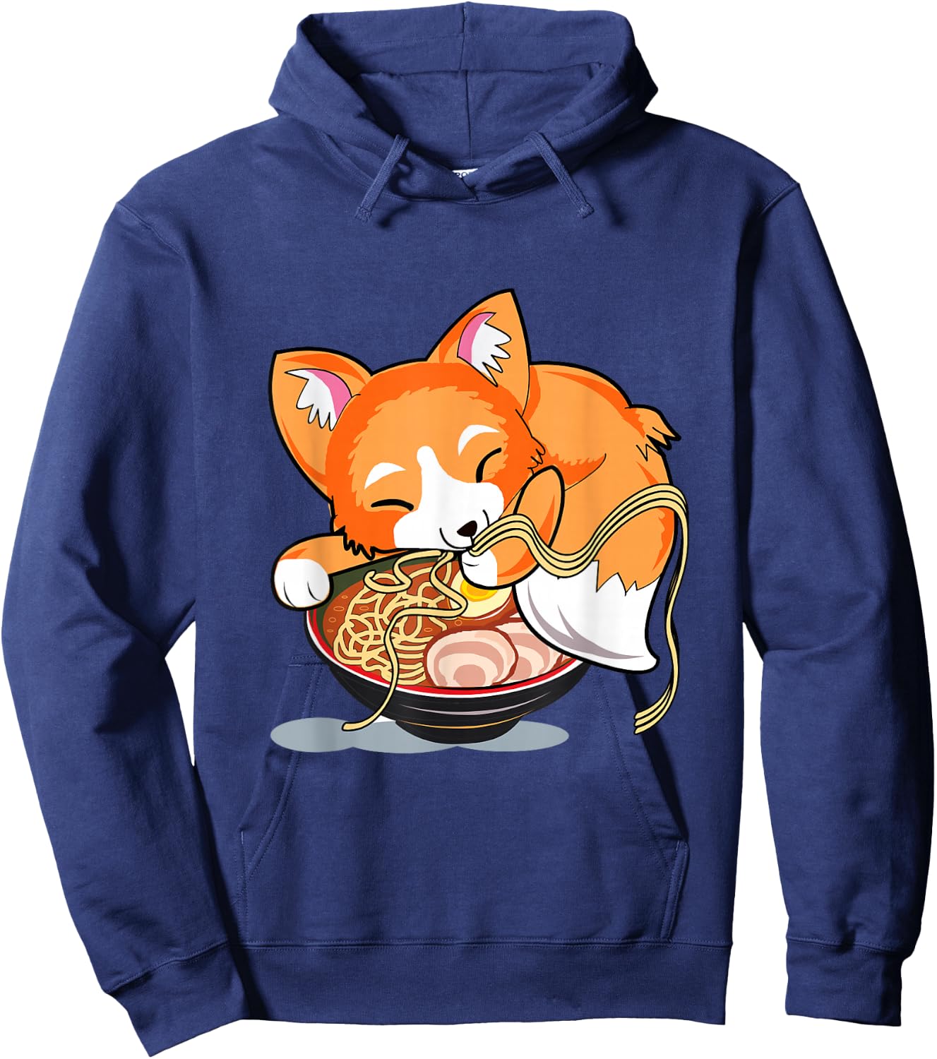 Ramen Noodles Fox Lover Kawaii Japanese Anime Hoodie - Hoodie | Navy