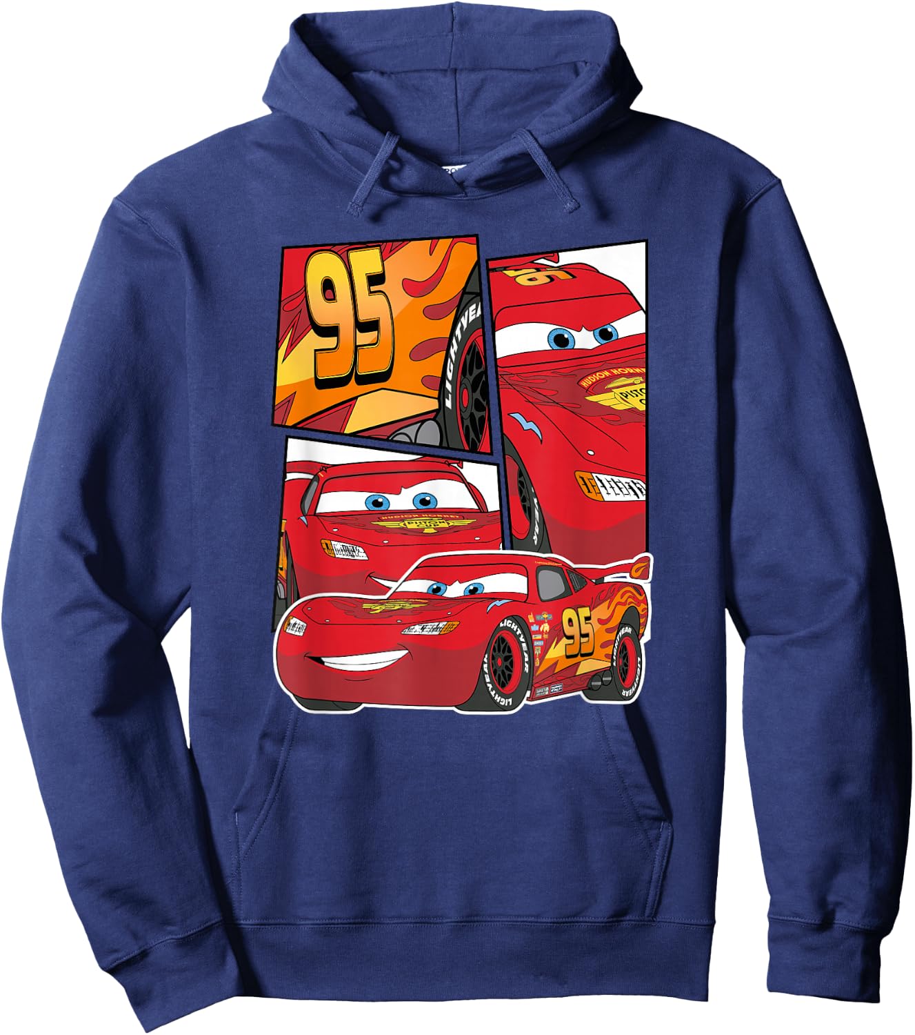 Pixar Cars Lightning McQueen Grid , black Hoodie - Hoodie | Navy