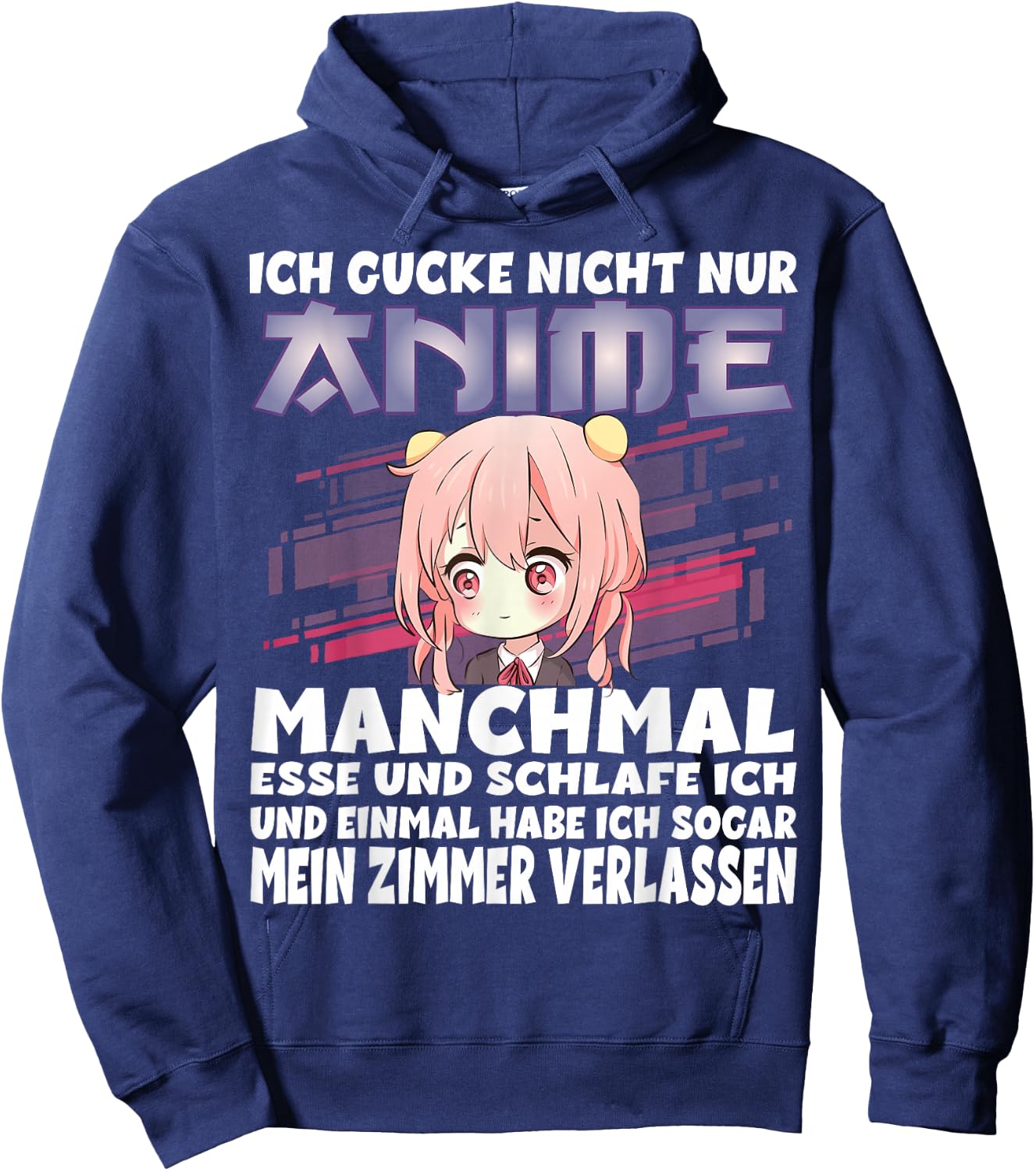 with German Text "Ich gucke Nicht nur Anime Hoodie - Hoodie | Navy