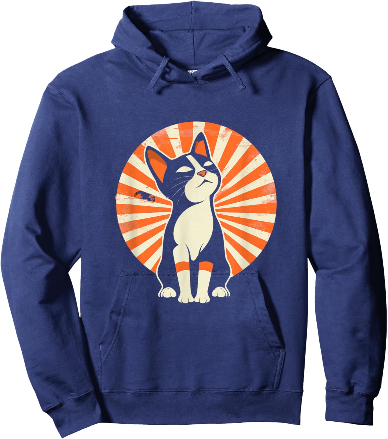 Vintage Japanese Cat Hoodie - Hoodie | Navy