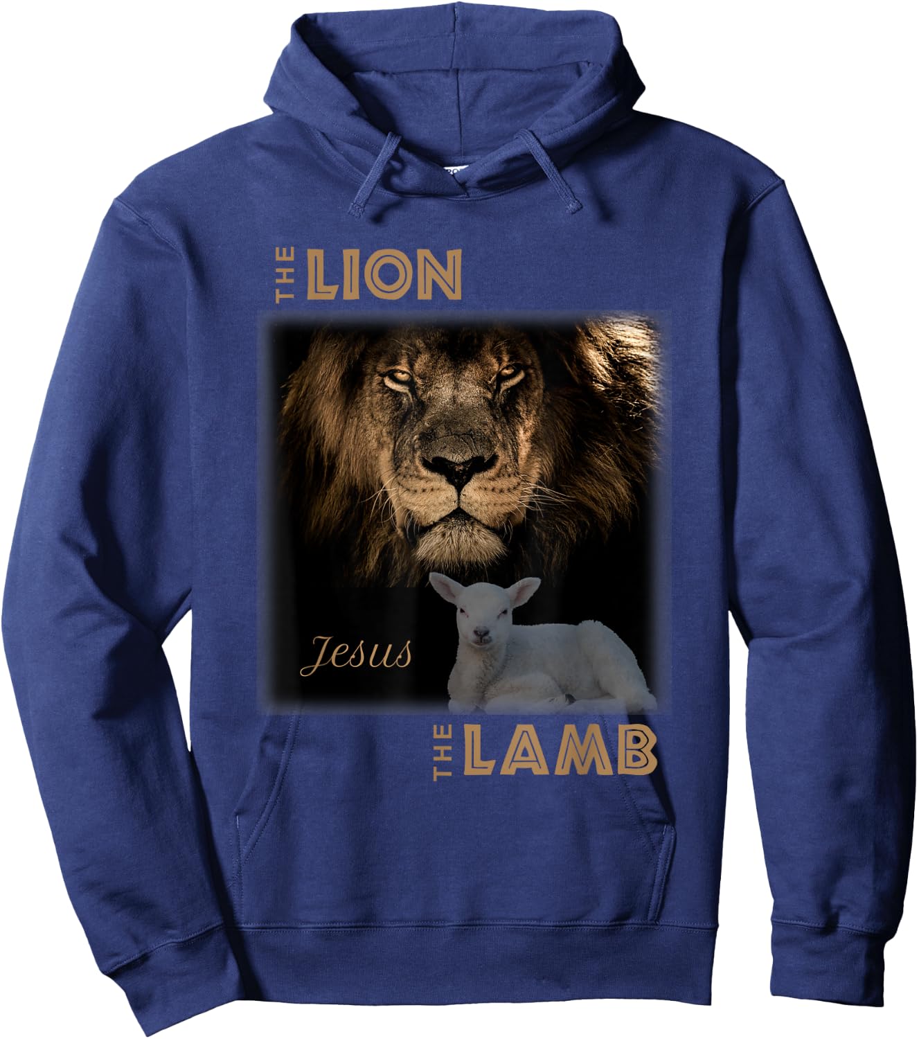 The Lion And The Lamb Jesus Hoodie - Hoodie | Navy