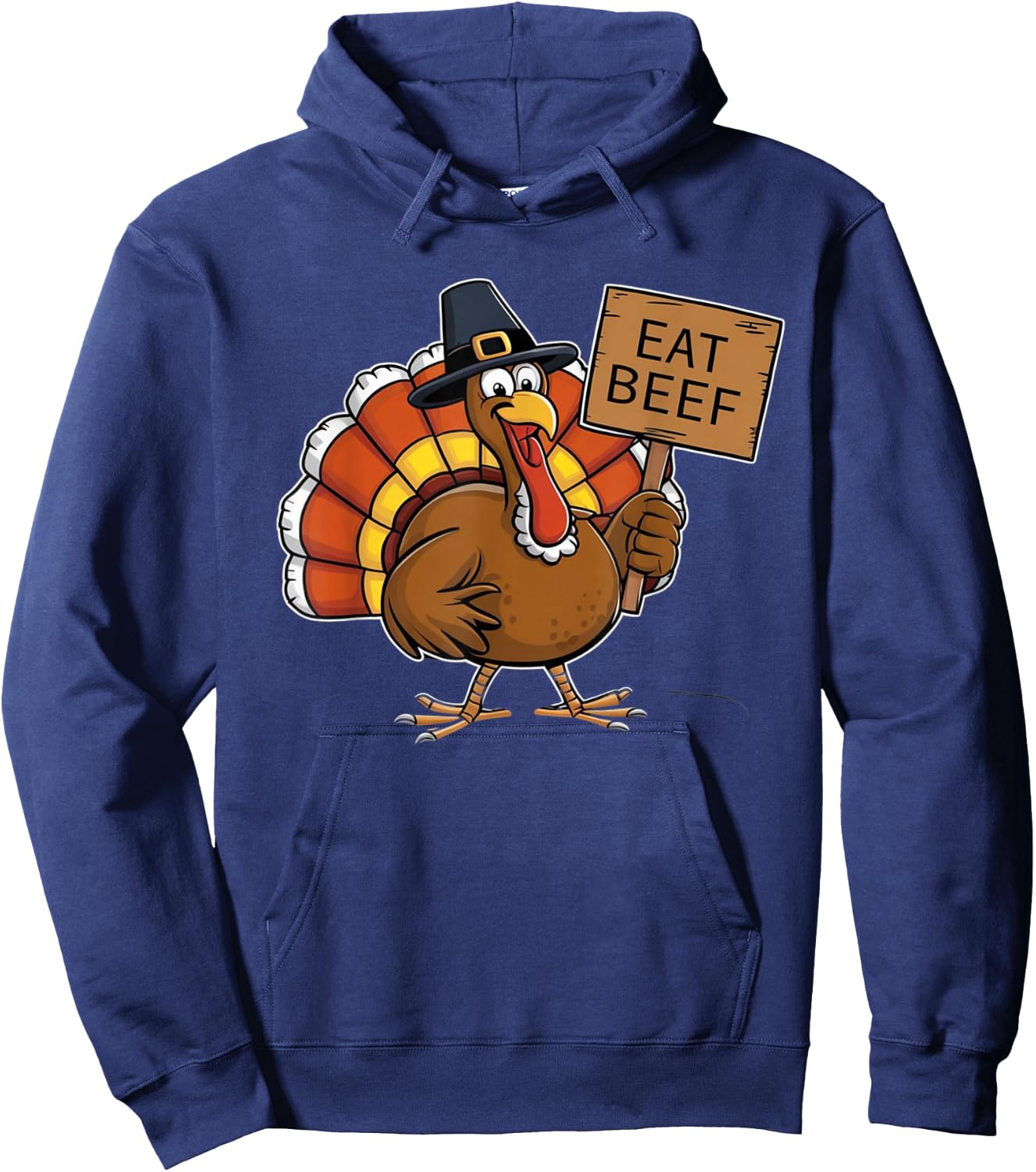 Thanksgiving Turkey Eat Beef Hoodie - Hoodie | Navy
