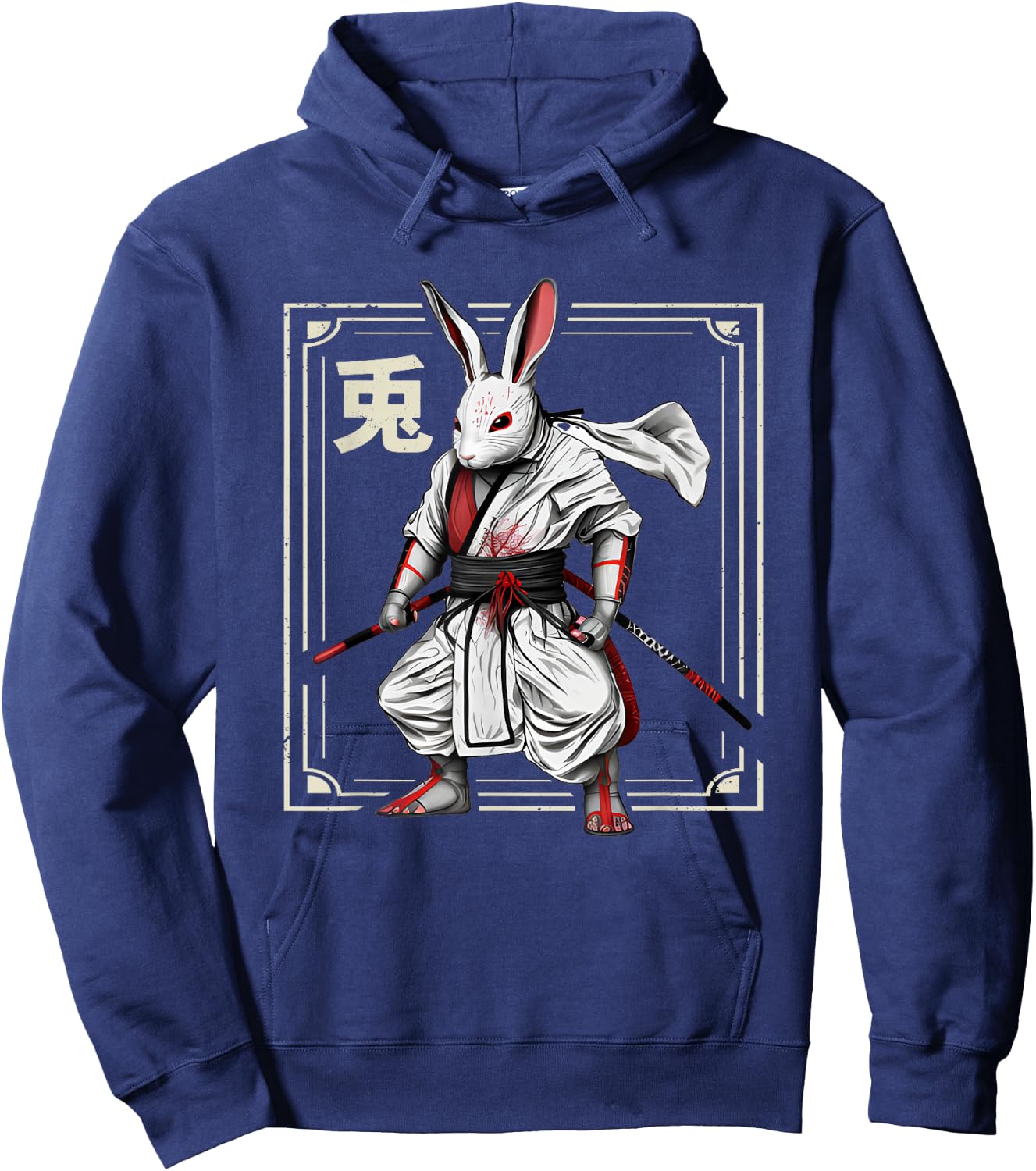 Japanese Rabbit Ninja Retro Bunny Ninja Rabbit Hoodie - Hoodie | Navy