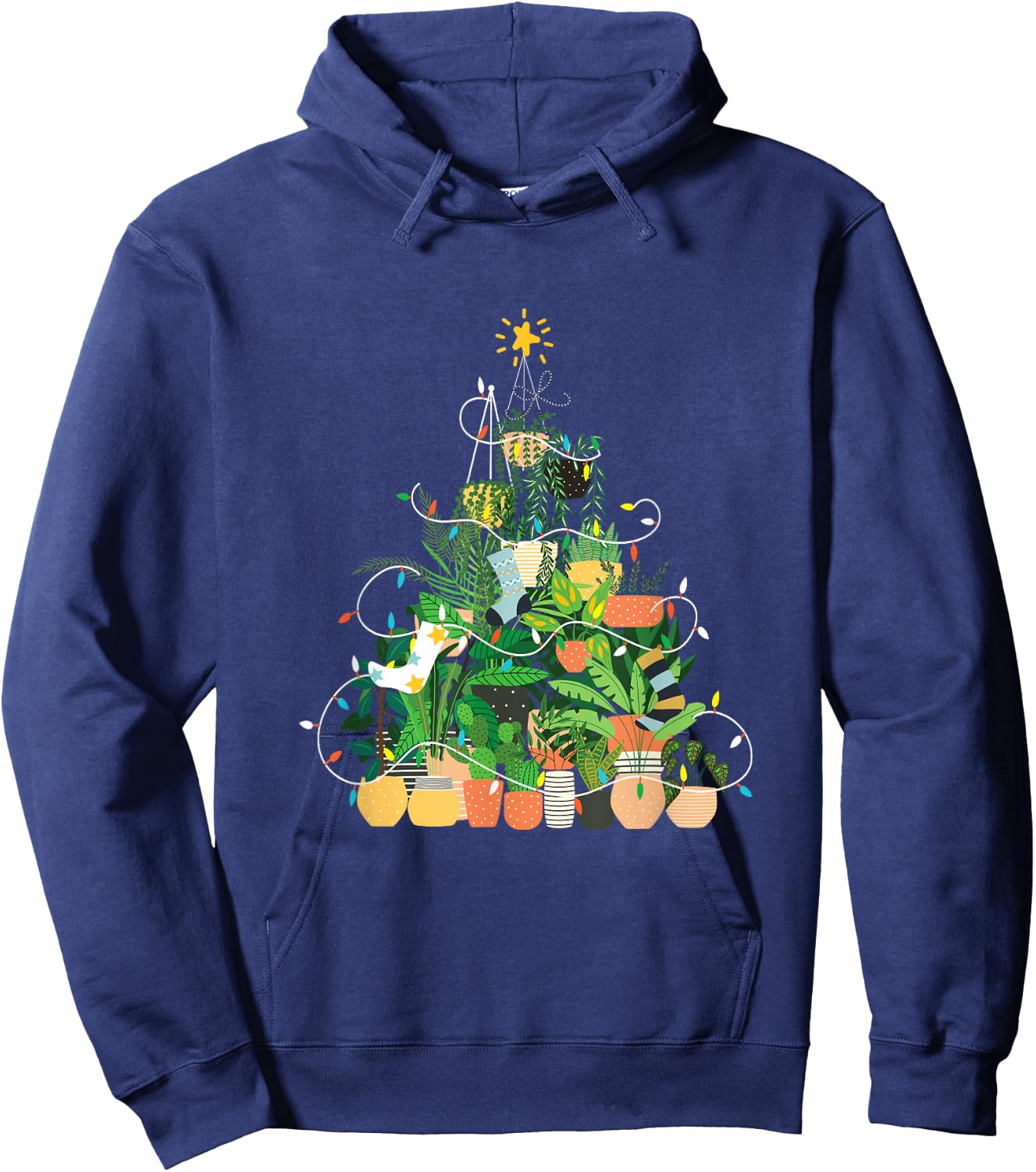 Gardening Potted Plant Christmas Tree Hoodie - Hoodie | Navy