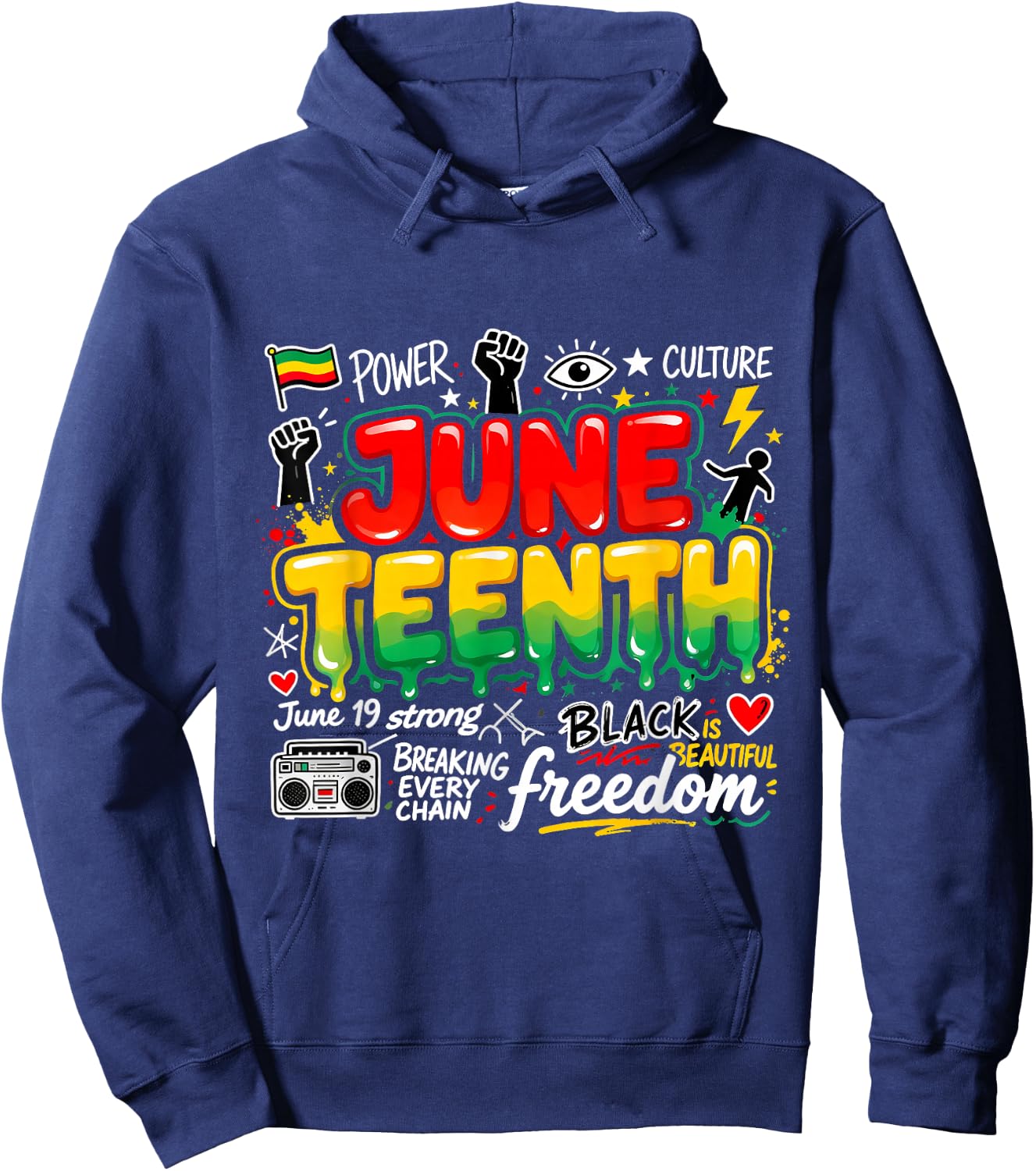 June Teenth Freedom Hoodie - Hoodie | Navy